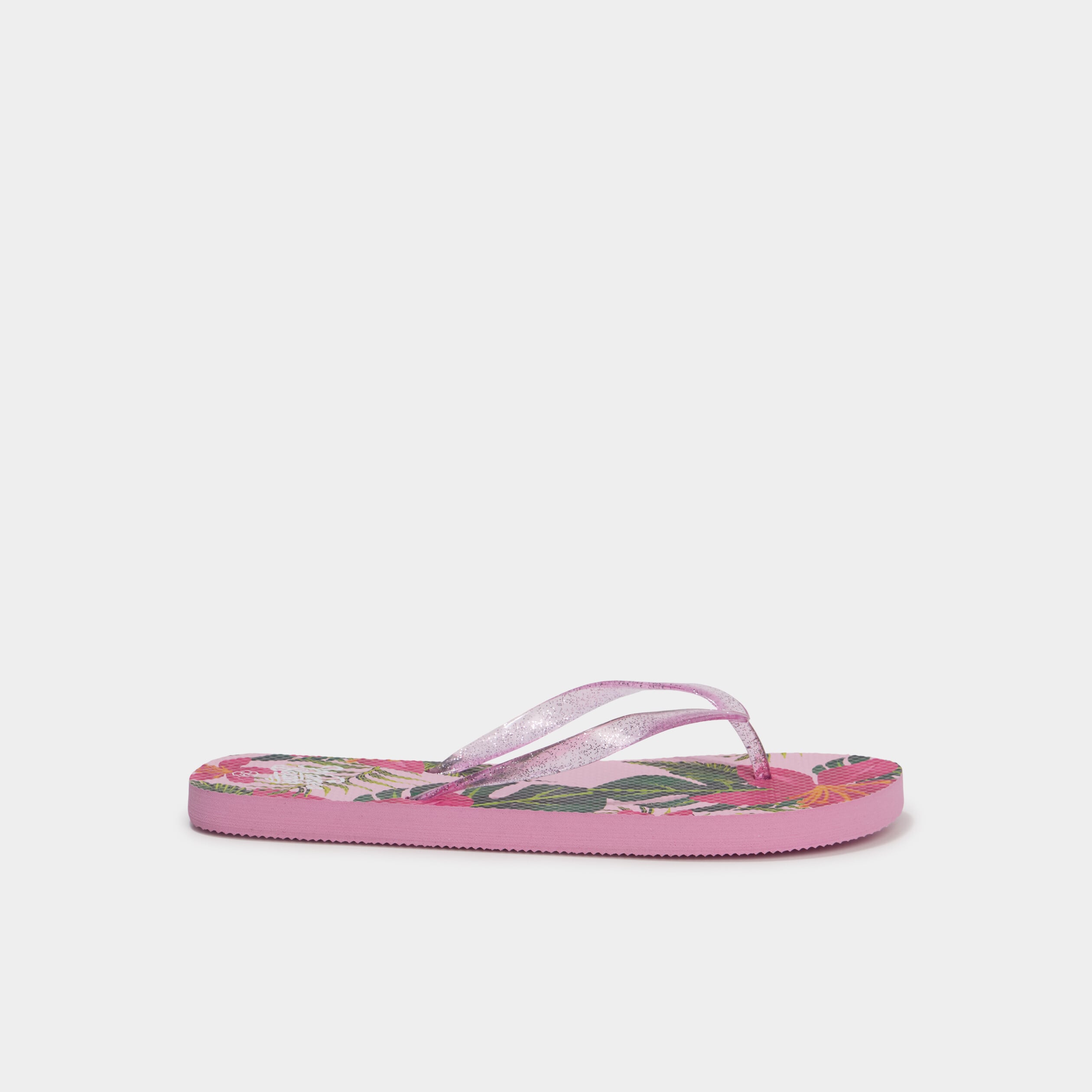 Tongs entredoigts &agrave; paillettes rose femme