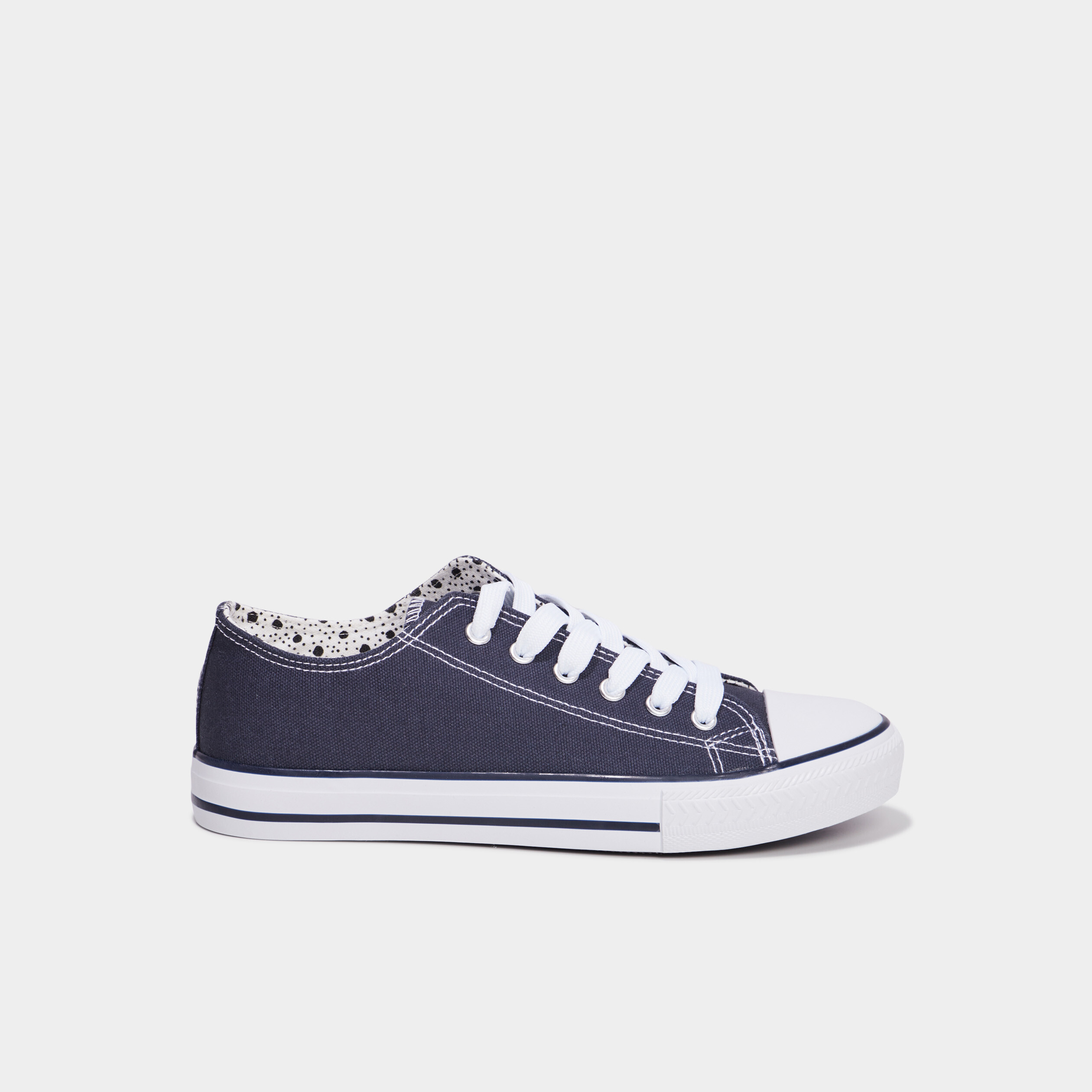Tennis en toile à lacets bleu marine femme
