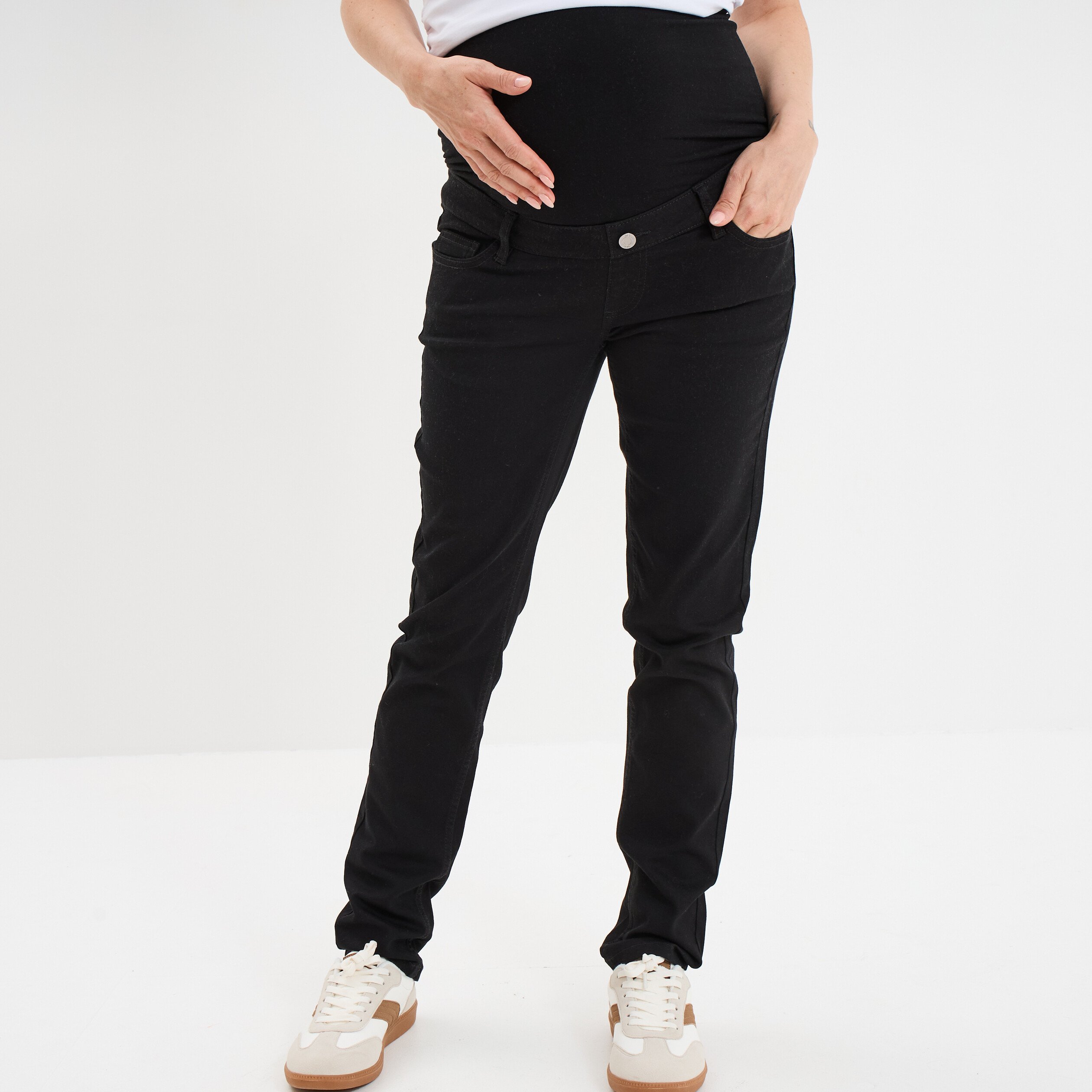 pantalon slim grossesse avec bandeau noir femmemater Pantalon slim grossesse avec bandeau noir femme maternité