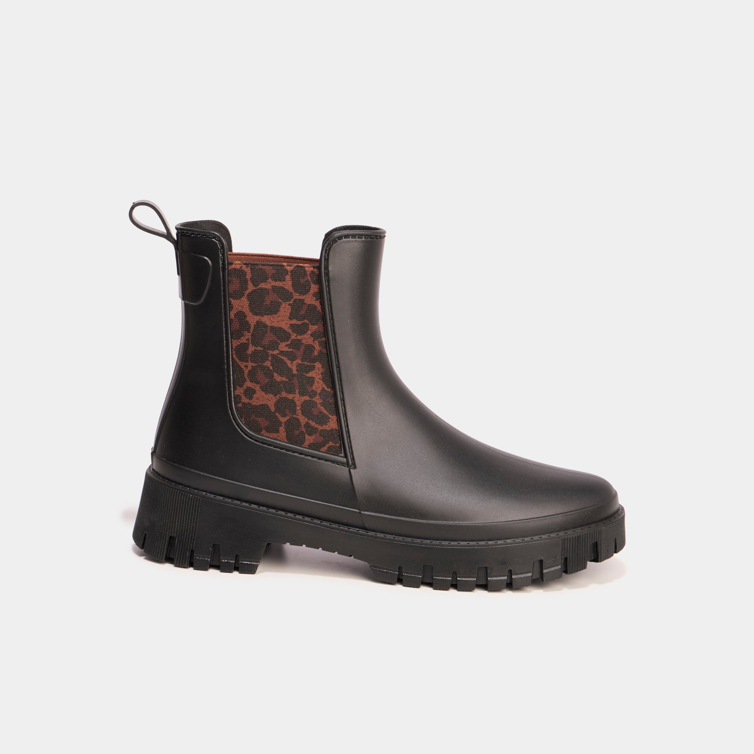 Boots de pluie &eacute;lastiqu&eacute;e noir femme