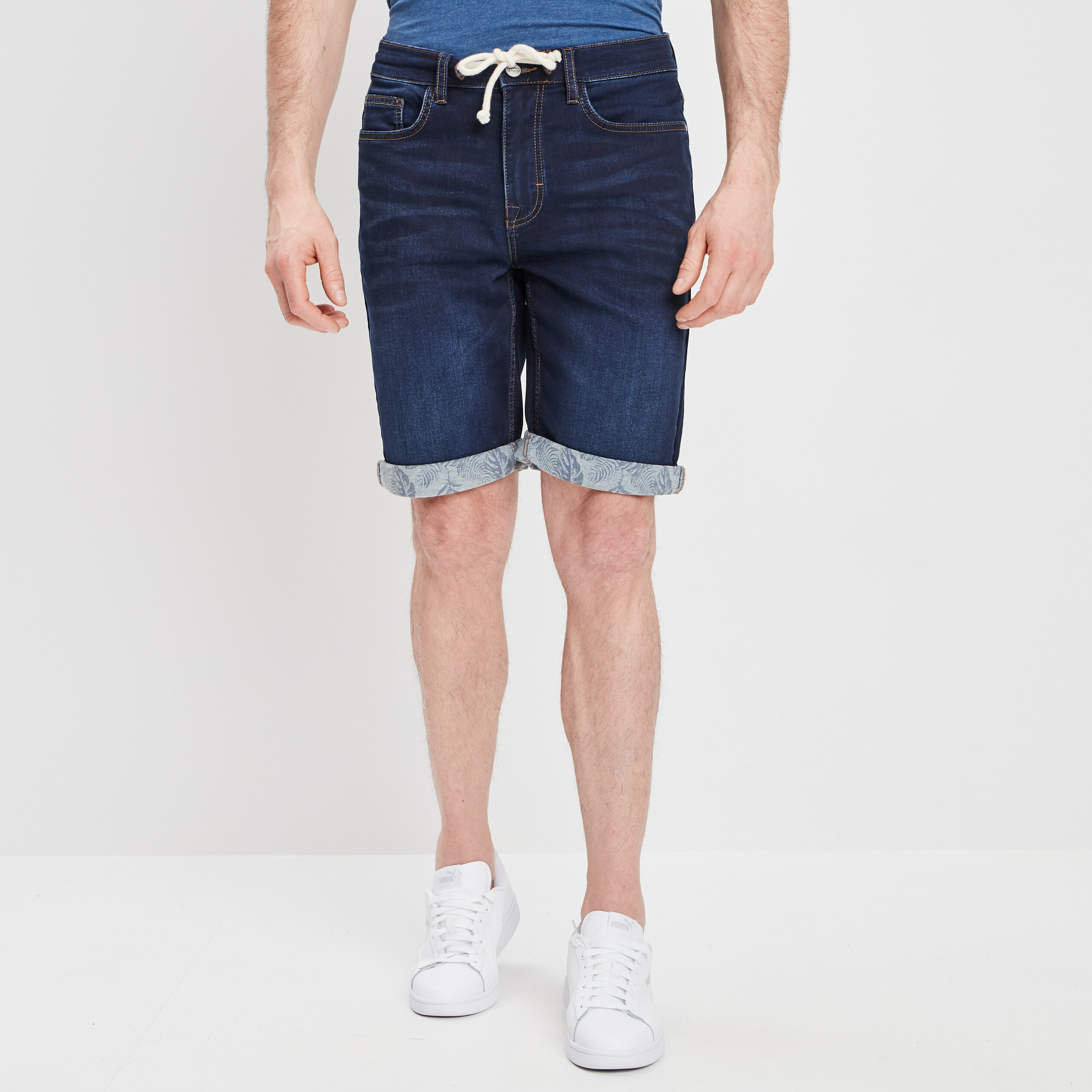 Bermuda straight en jean denim brut homme