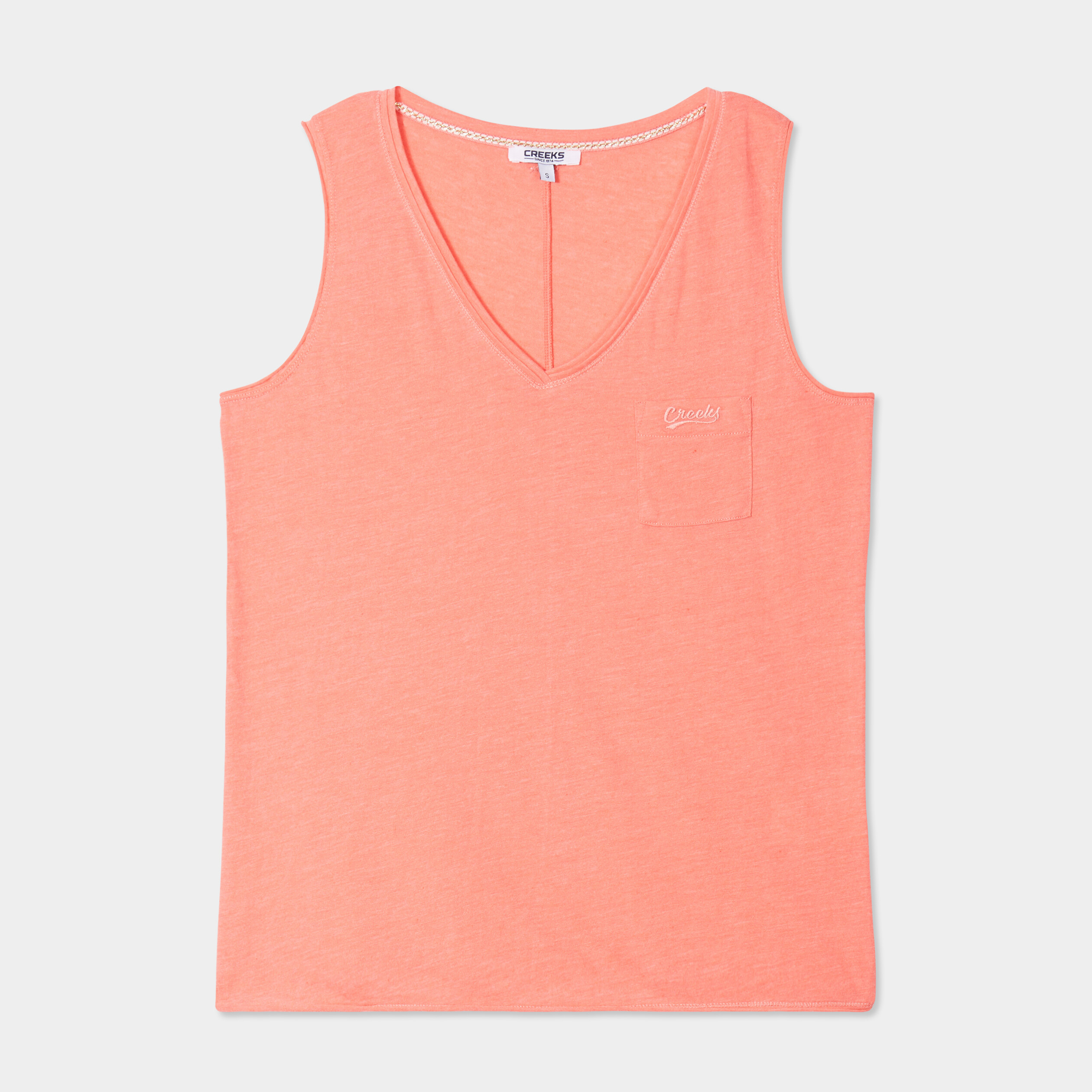 debardeur sans manches avec poche creeks rose corail femme Débardeur sans manches avec poche Creeks rose corail femme