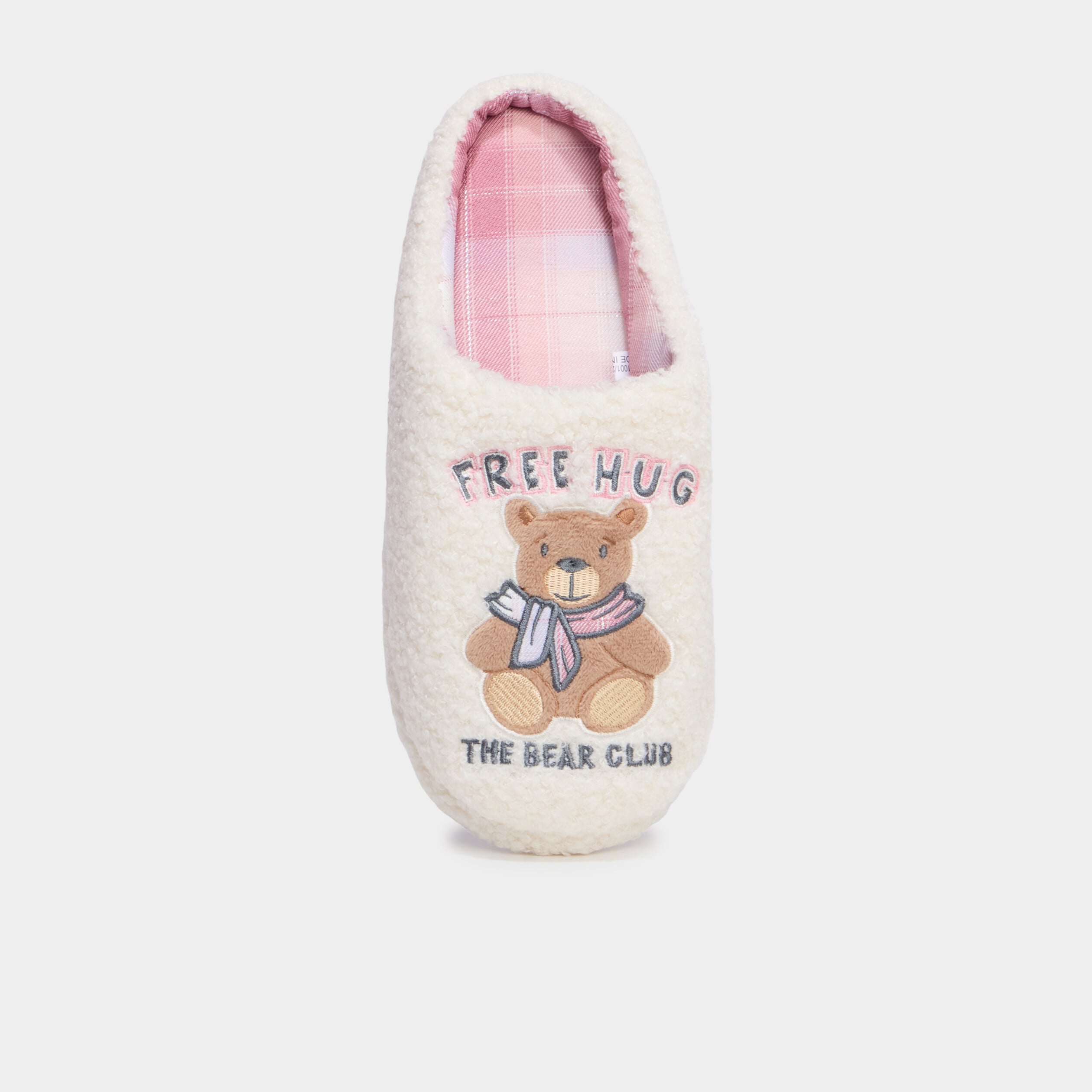 Chaussons mules effet bouclette blanc femme