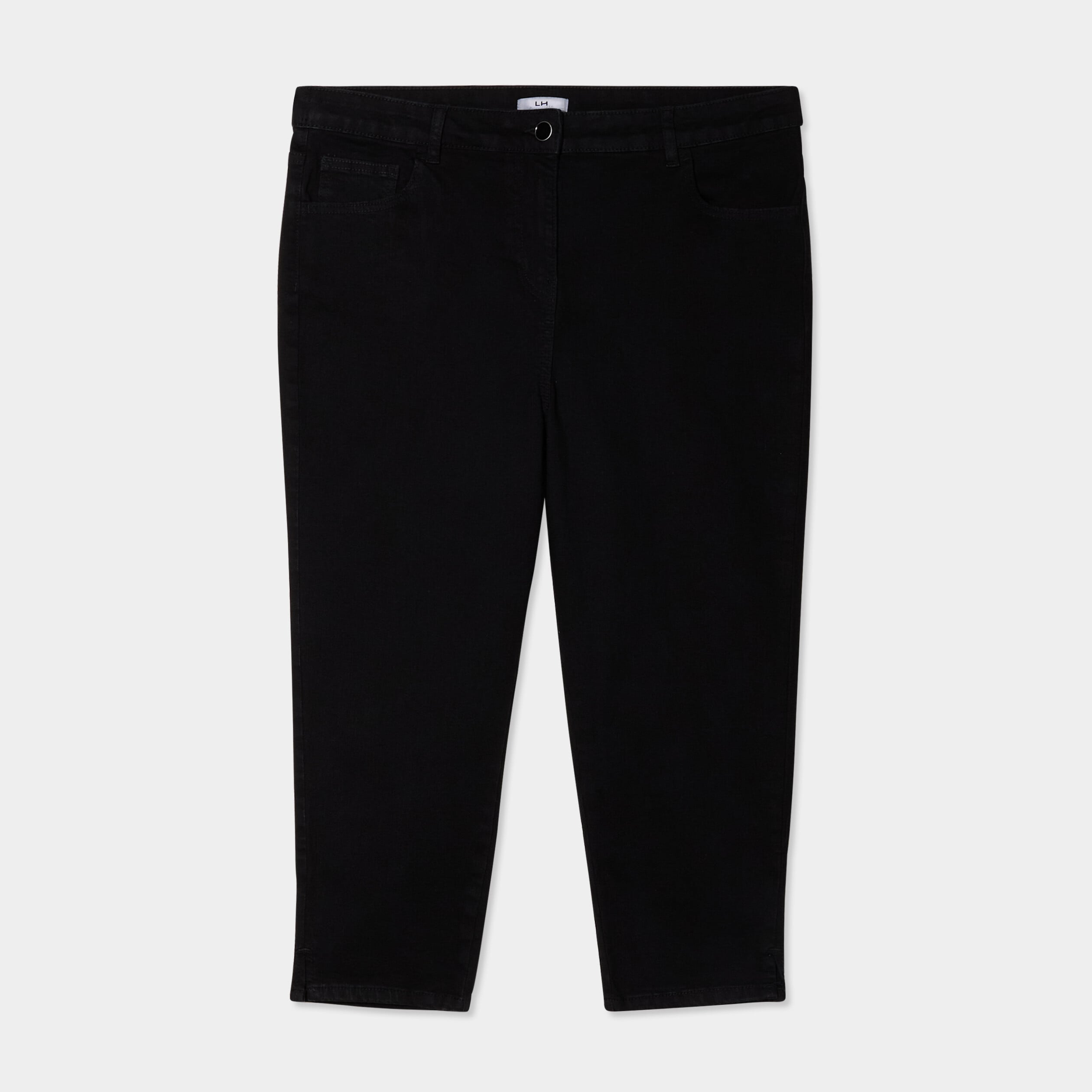 Pantalon capri skinny taille haute noir femme grande taille