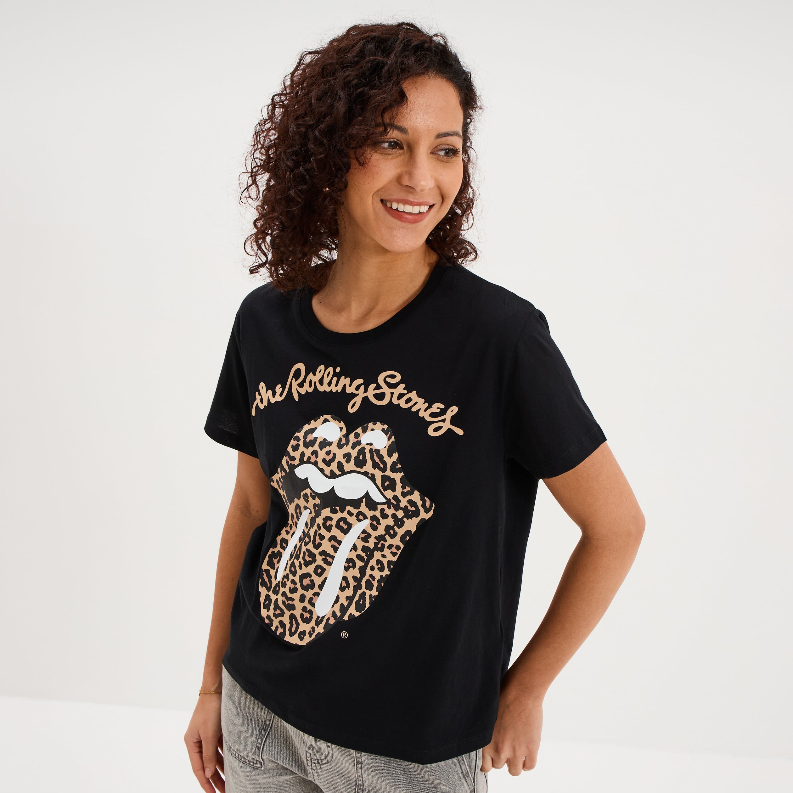 T-shirt manches courtes Rolling Stones noir femme