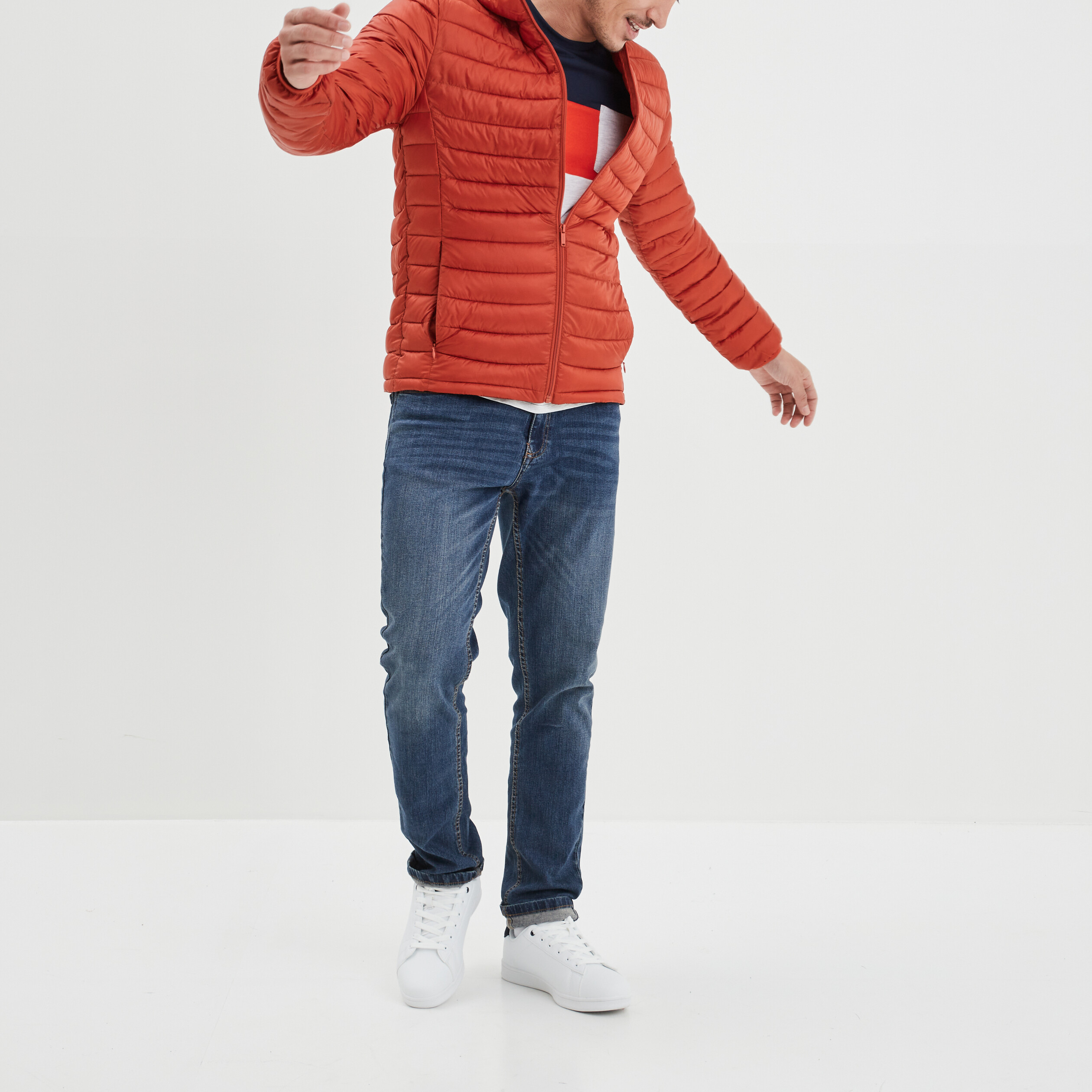 doudoune legere deperlante a capuche orange fonce homme Doudoune légère déperlante à capuche orange foncé homme