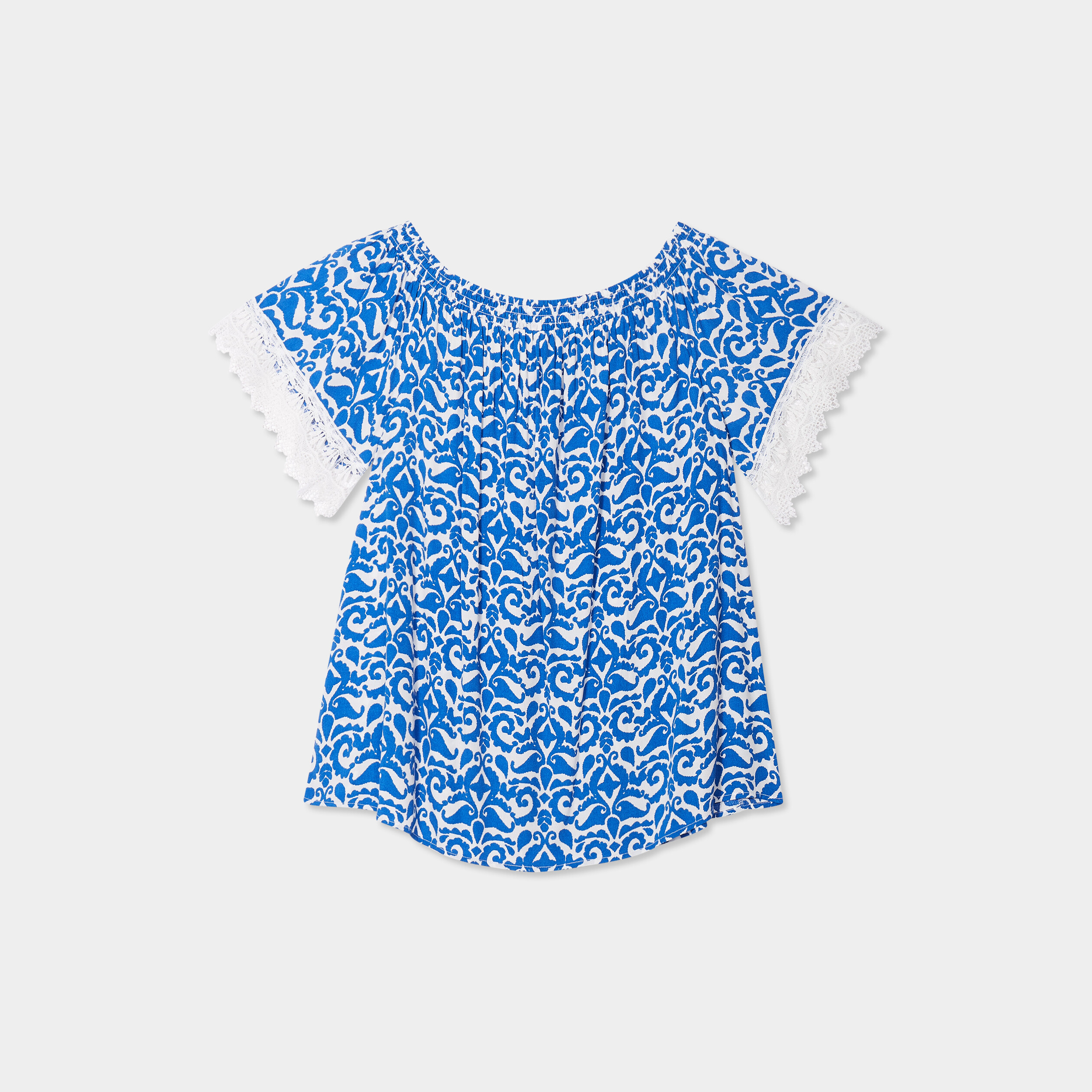 blouse col bardot manches a dentelle ecru femmegt Blouse col bardot manches à dentelle ecru femme grande taille