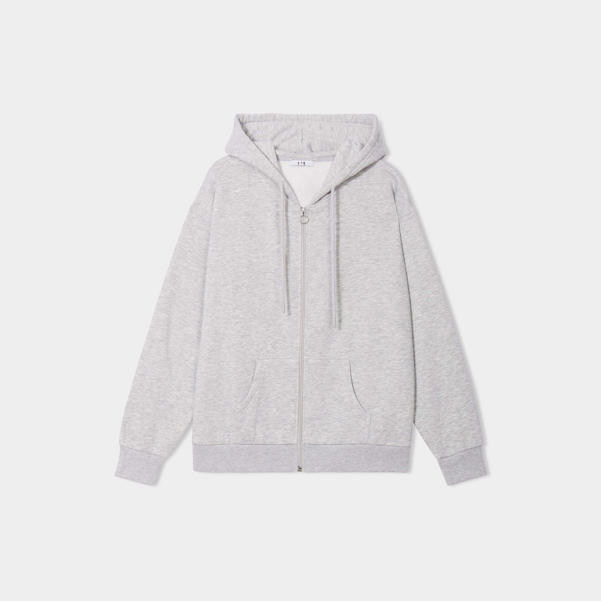 sweat zippe a capuche molleton gris clair femme Sweat zippé à capuche molleton gris clair femme