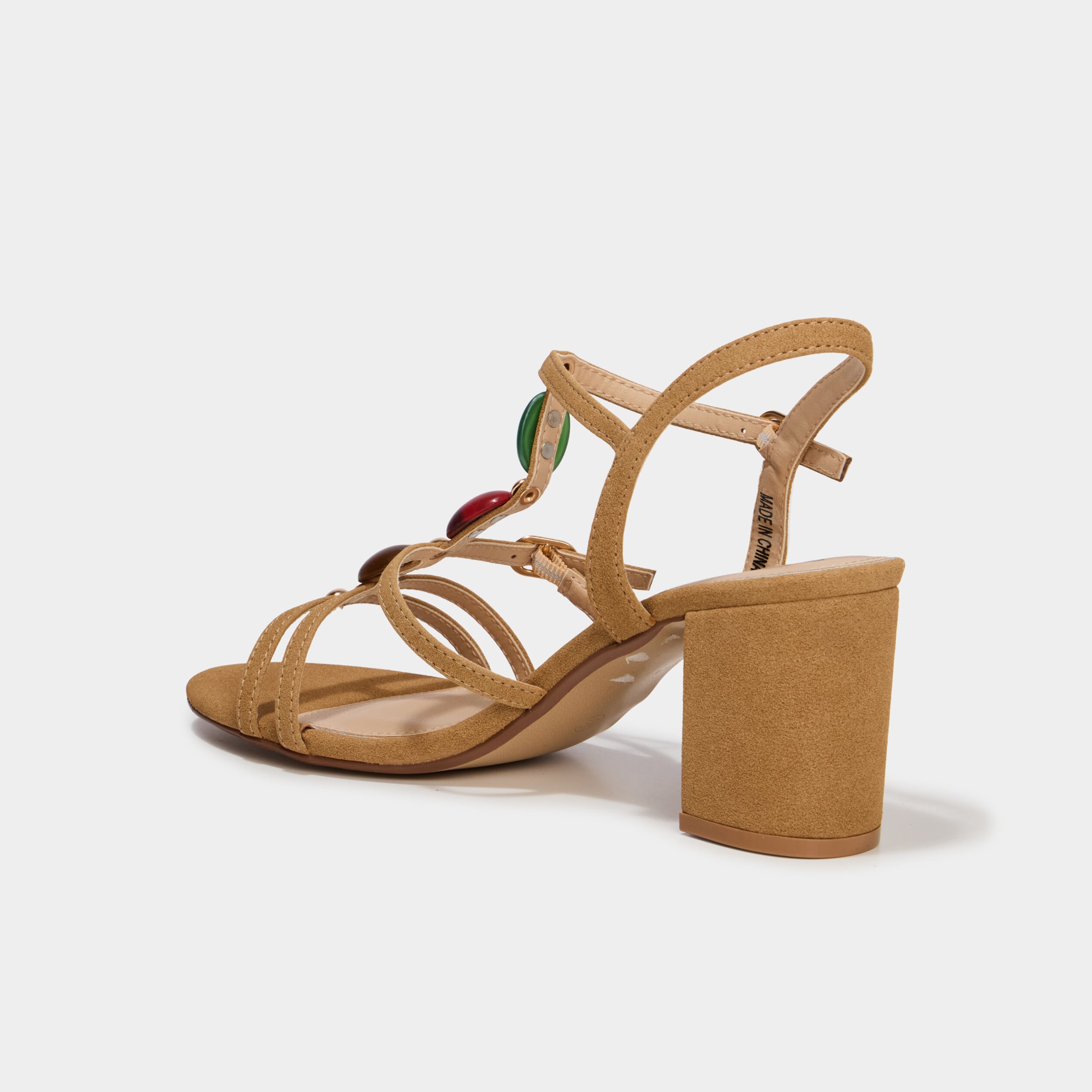 Sandales &agrave; talons su&eacute;dine et bijoux sable femme