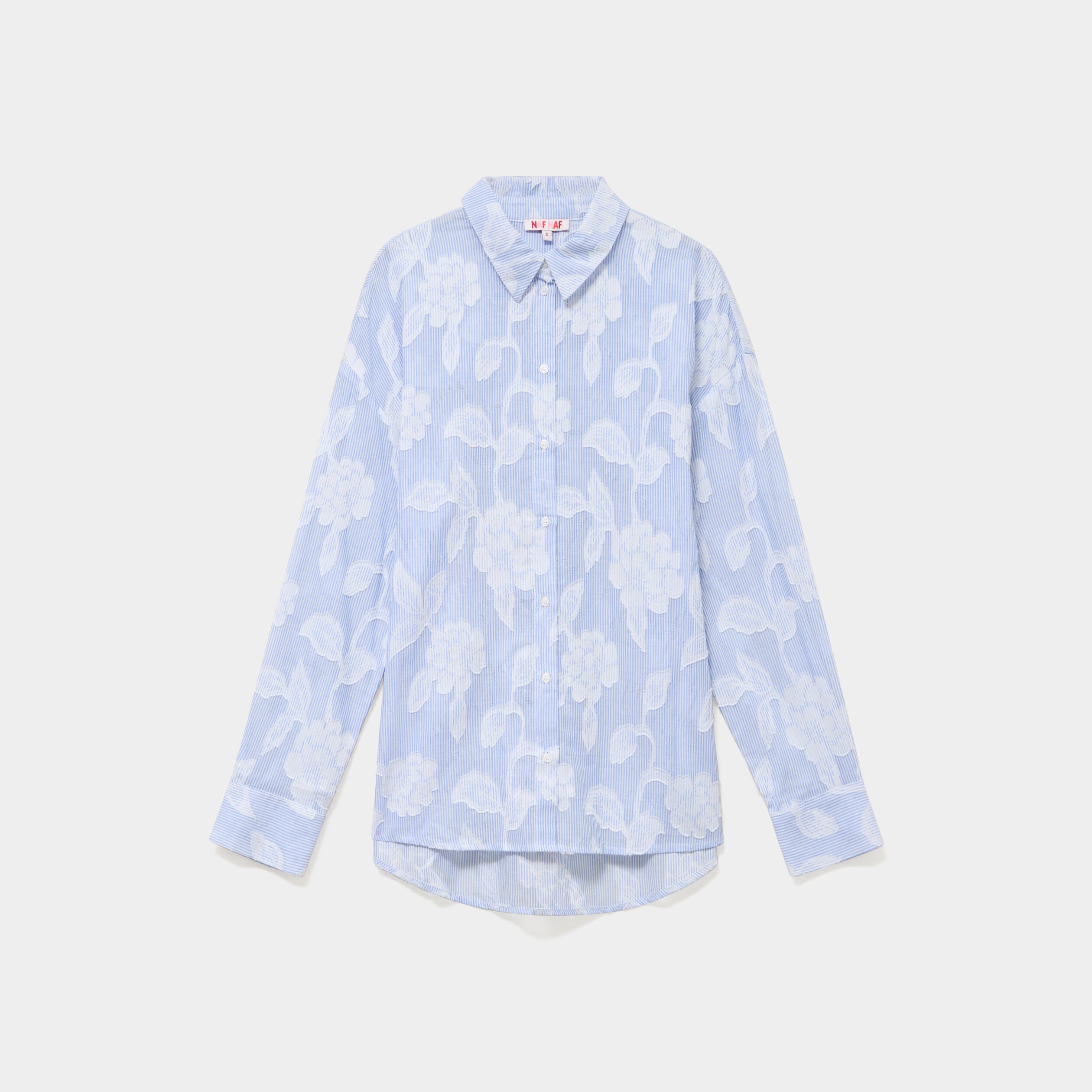 Chemise l&eacute;g&egrave;re brod&eacute;e manches longues blanc femme
