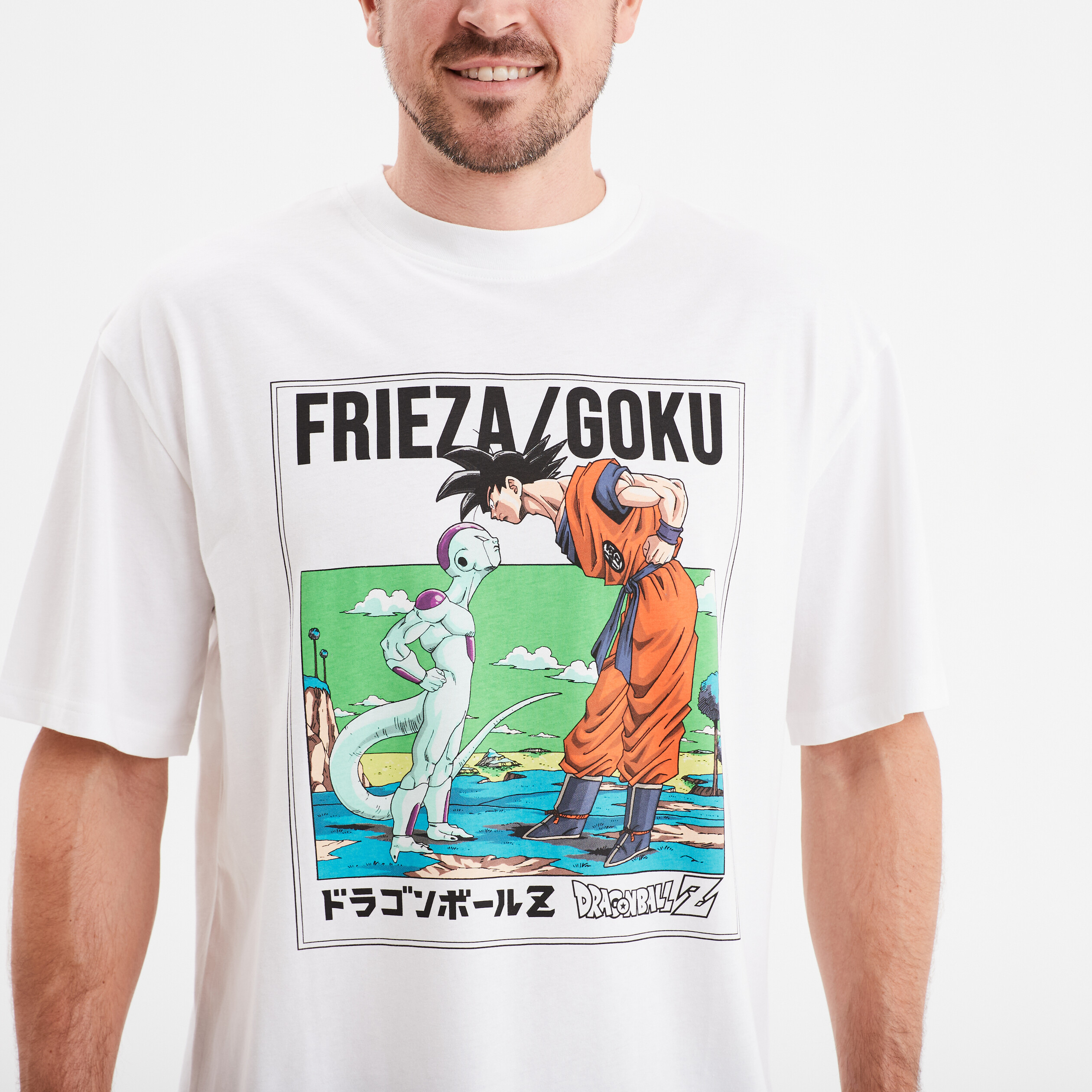 t shirt manches courtes dragon ball z blanc homme T-shirt manches courtes Dragon Ball Z blanc homme