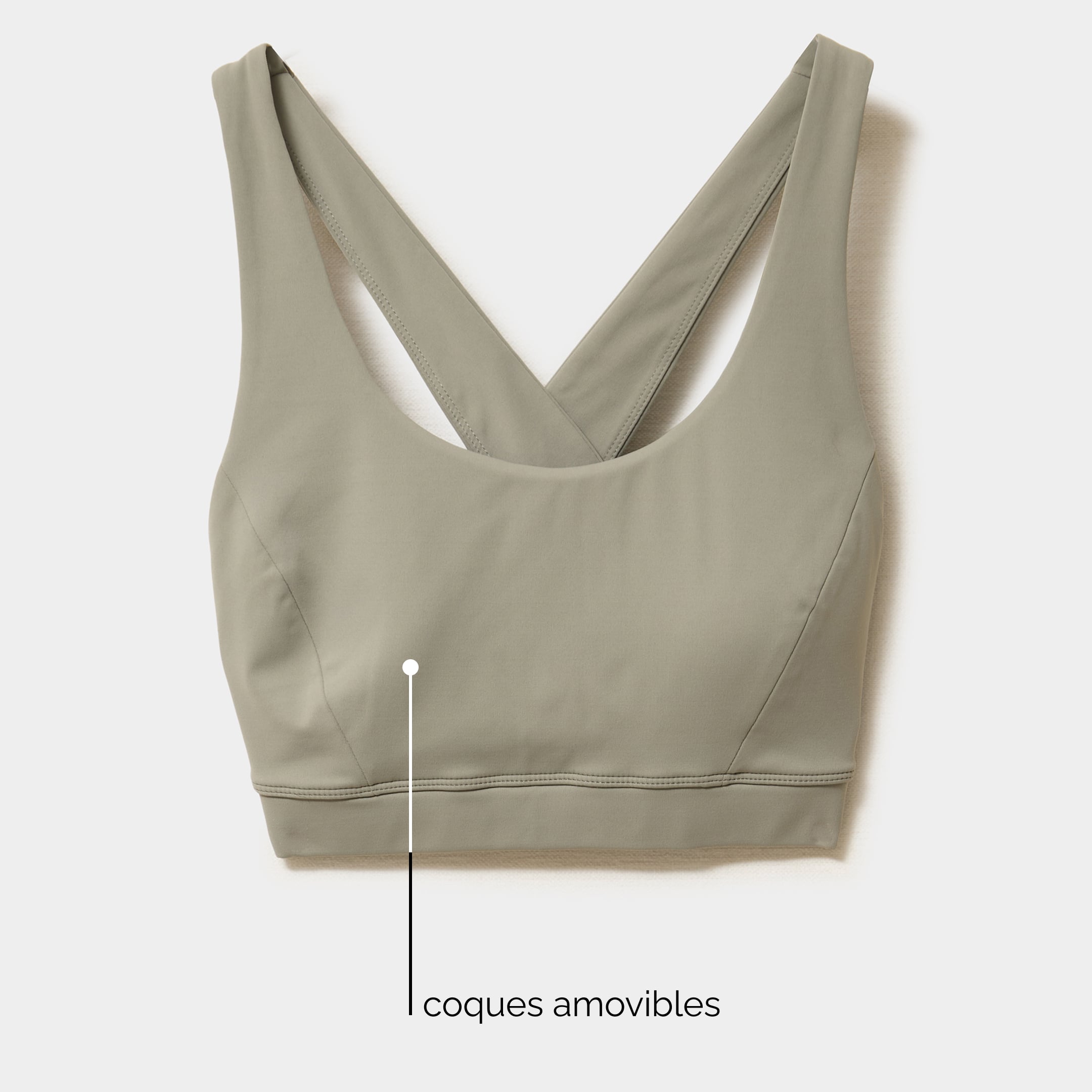 Brassi&egrave;re de sport ajust&eacute;e dos nageur vert kaki femme