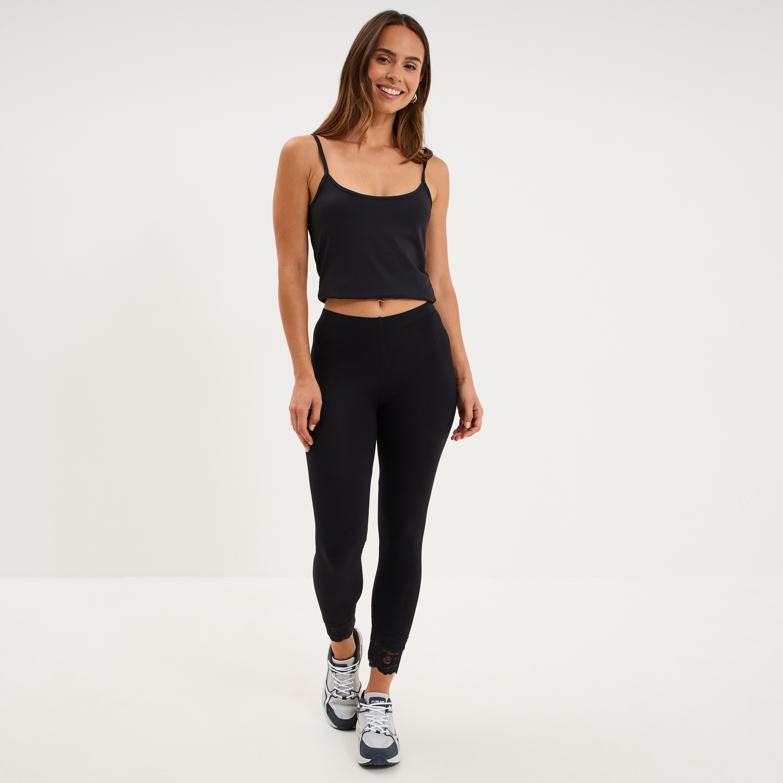 Legging 7/8&egrave;me avec dentelle noir femme
