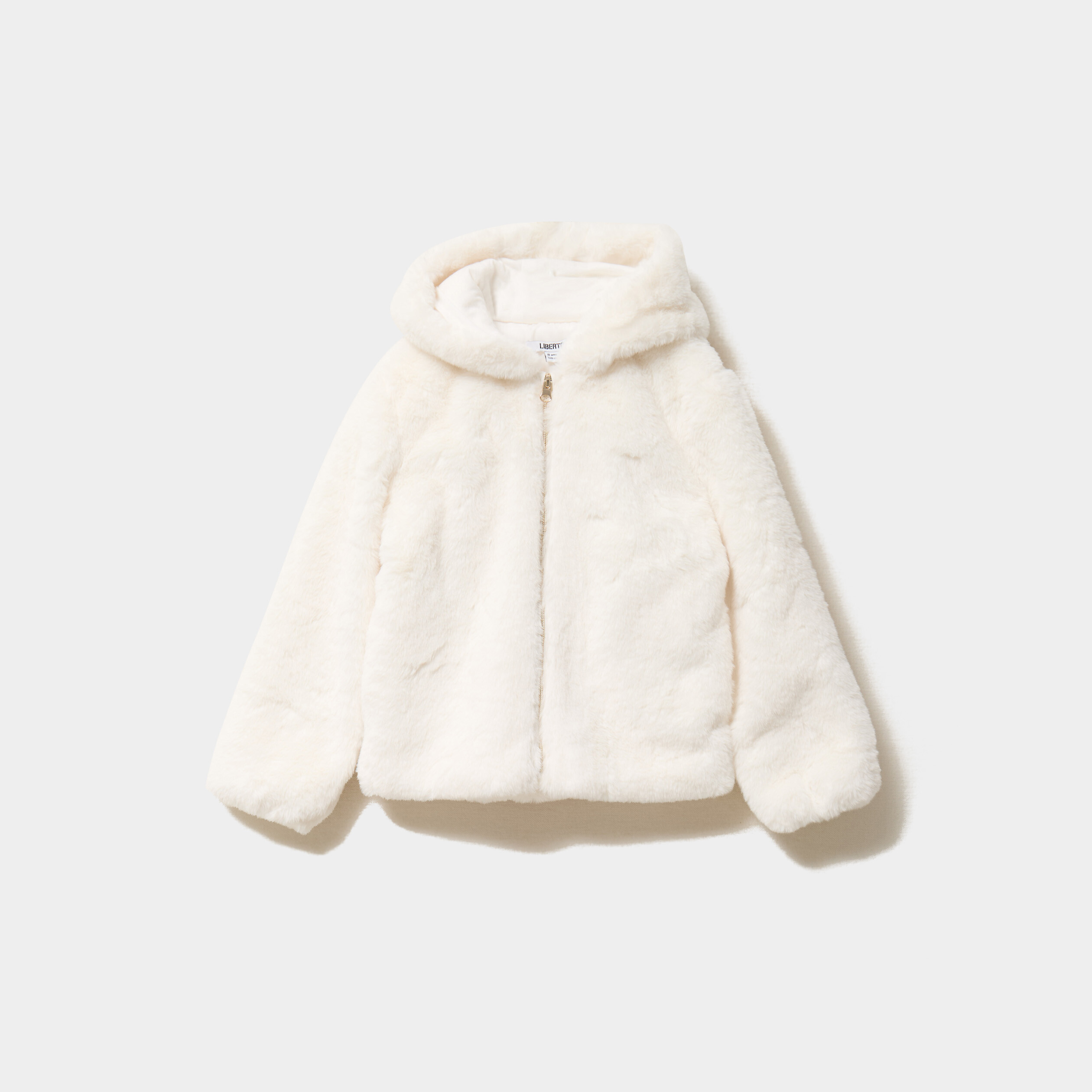 Gilet En Fausse Fourrure à Capuche Pour Fille - Marque Pumpkin Patch - Taille 7 - Couleur Crème Ivoire - Occasion Très Bon état