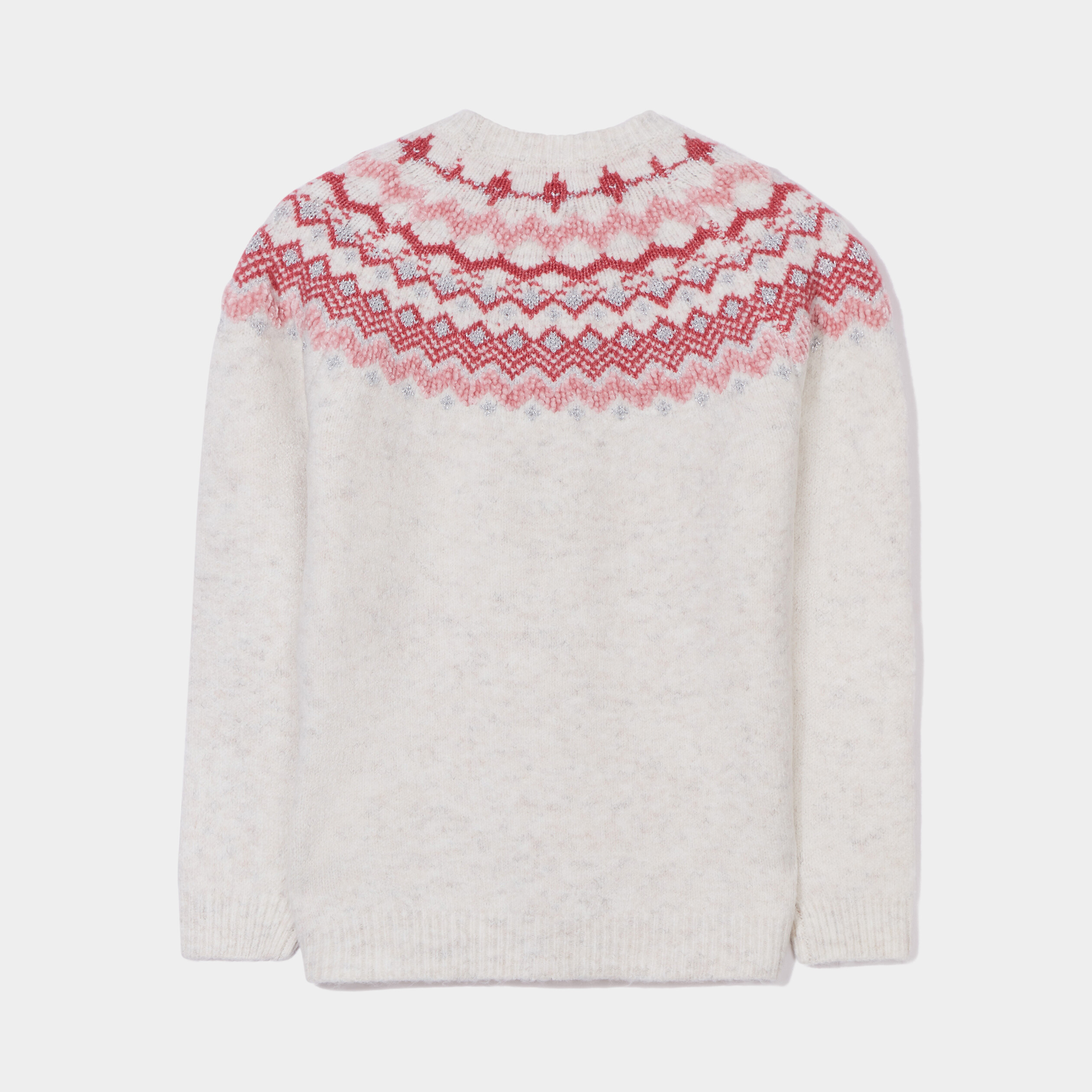 Pull col rond manches longues Creeks ivoire fille
