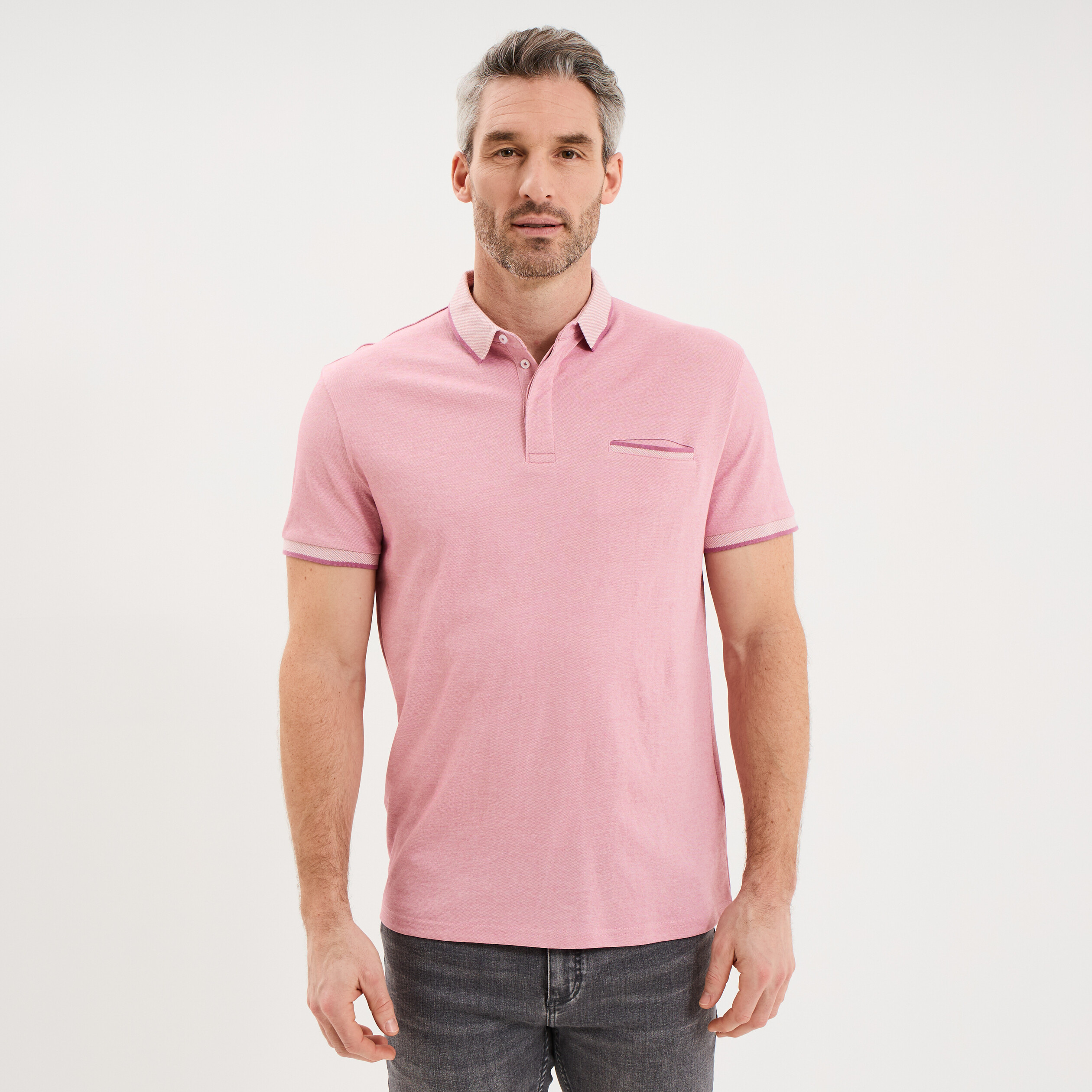 Polo manches courtes coupe droite rose clair homme
