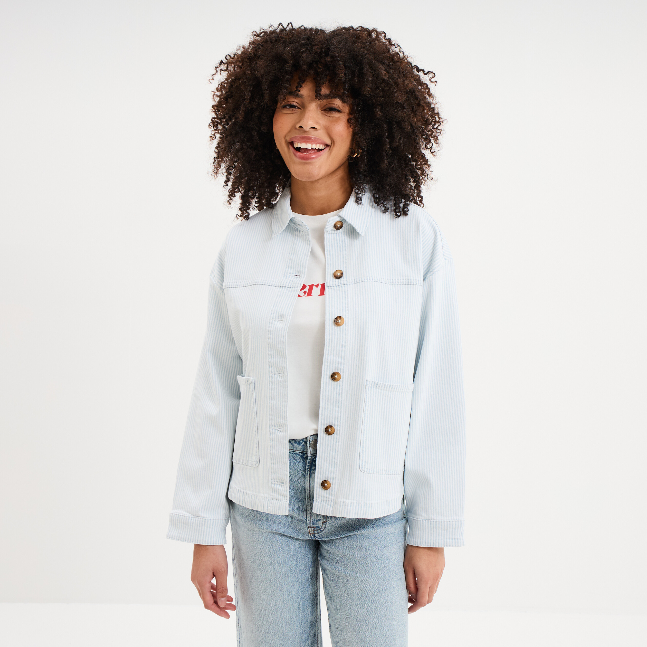 Surchemise 2 poches coton blanc femme