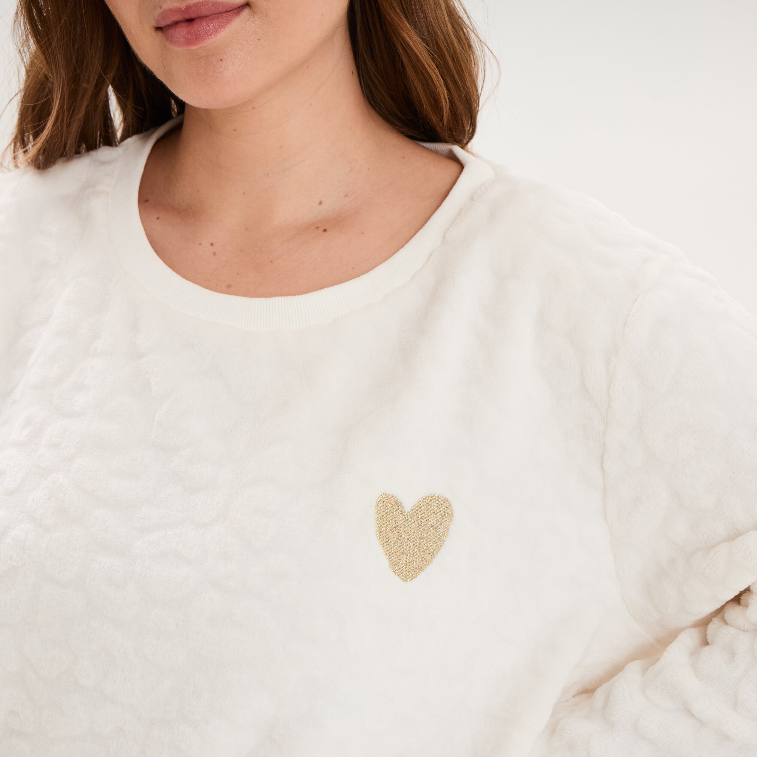 Ensemble pyjama velours sweat pantalon blanc femme grande taille