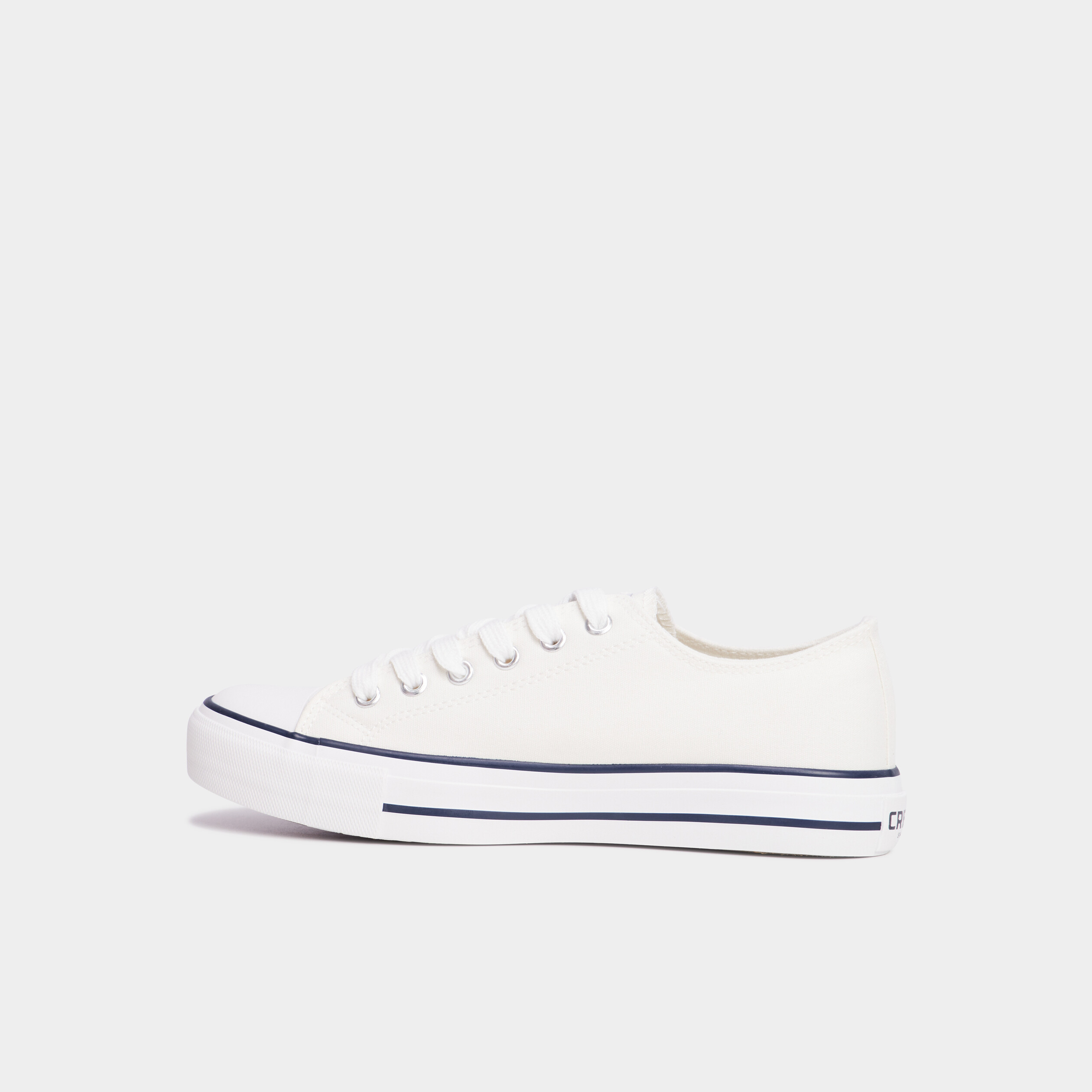 Tennis en toile &agrave; lacets blanc femme