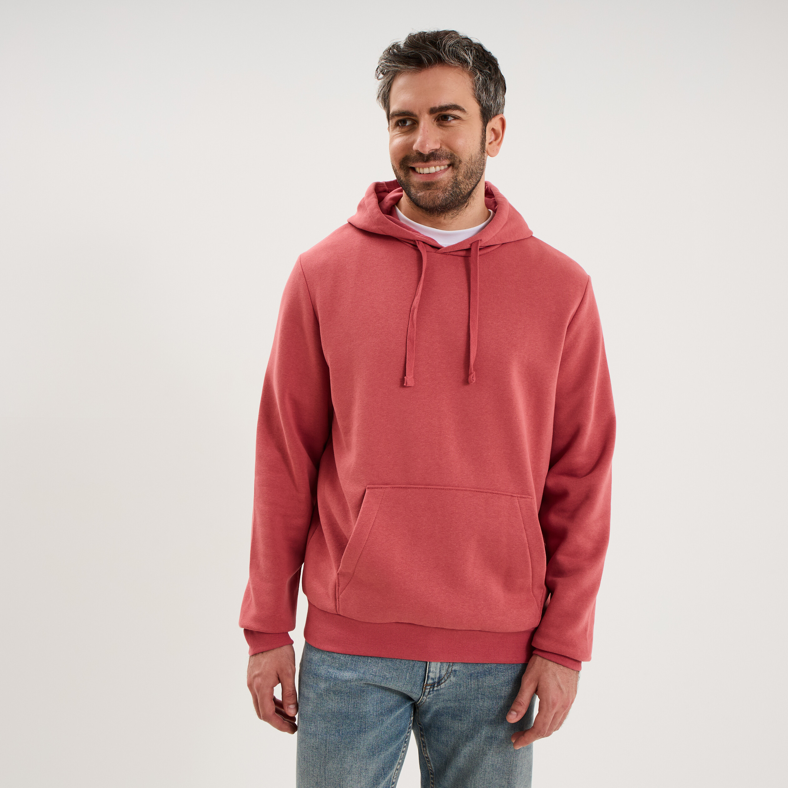Sweat molleton &agrave; capuche hoodie vieux rose homme