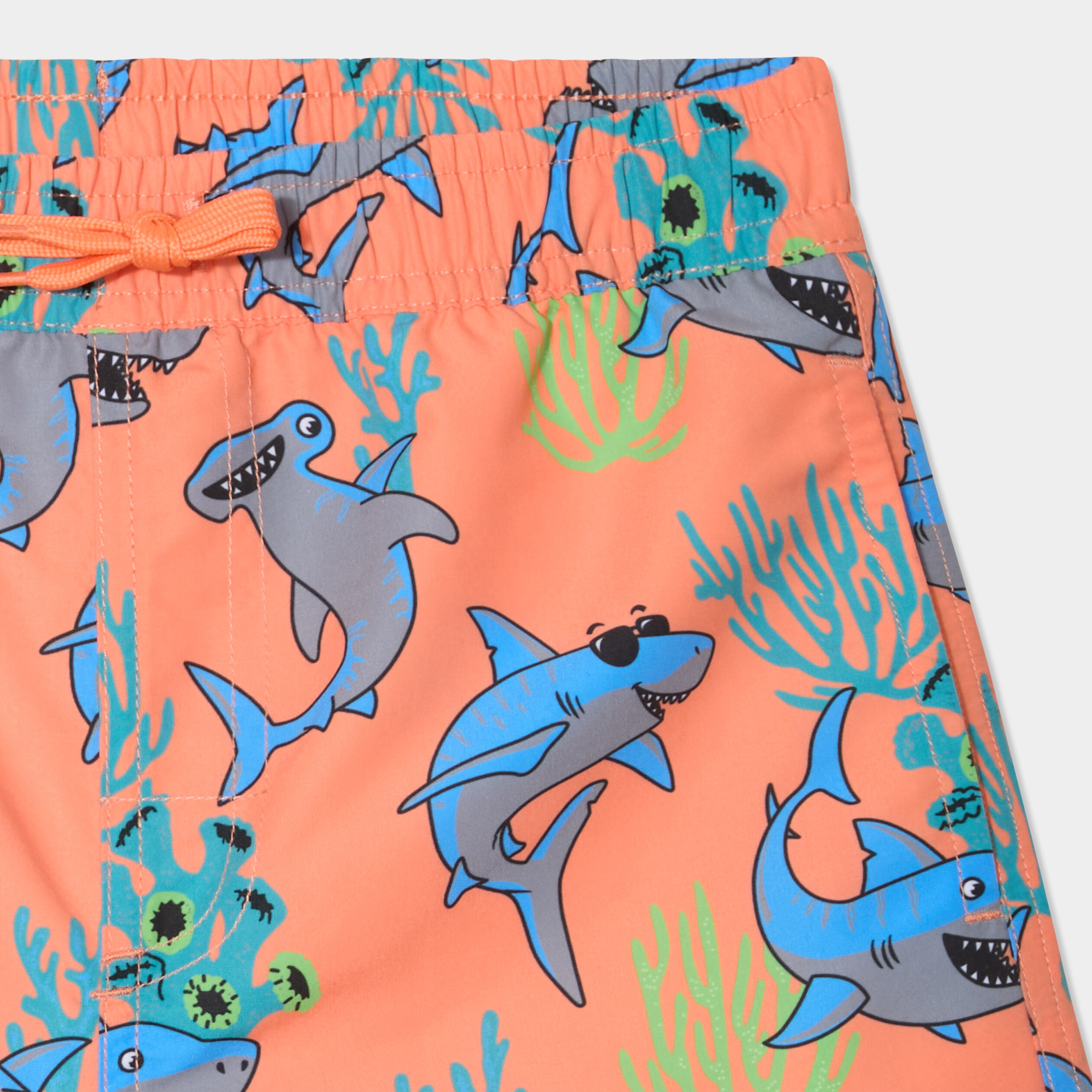 Short de bain orange corail gar&ccedil;on