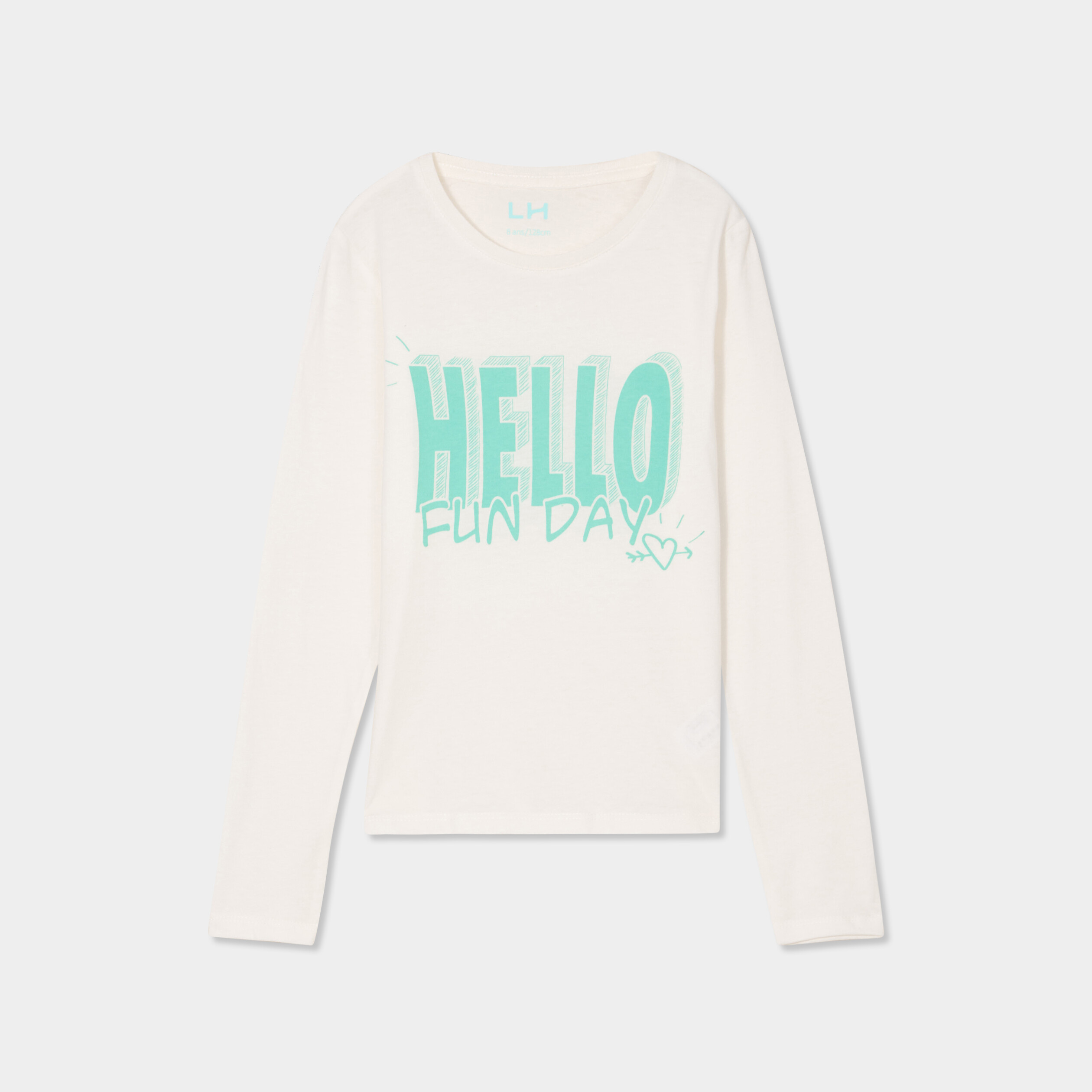 T-shirt manches longues coton ivoire fille