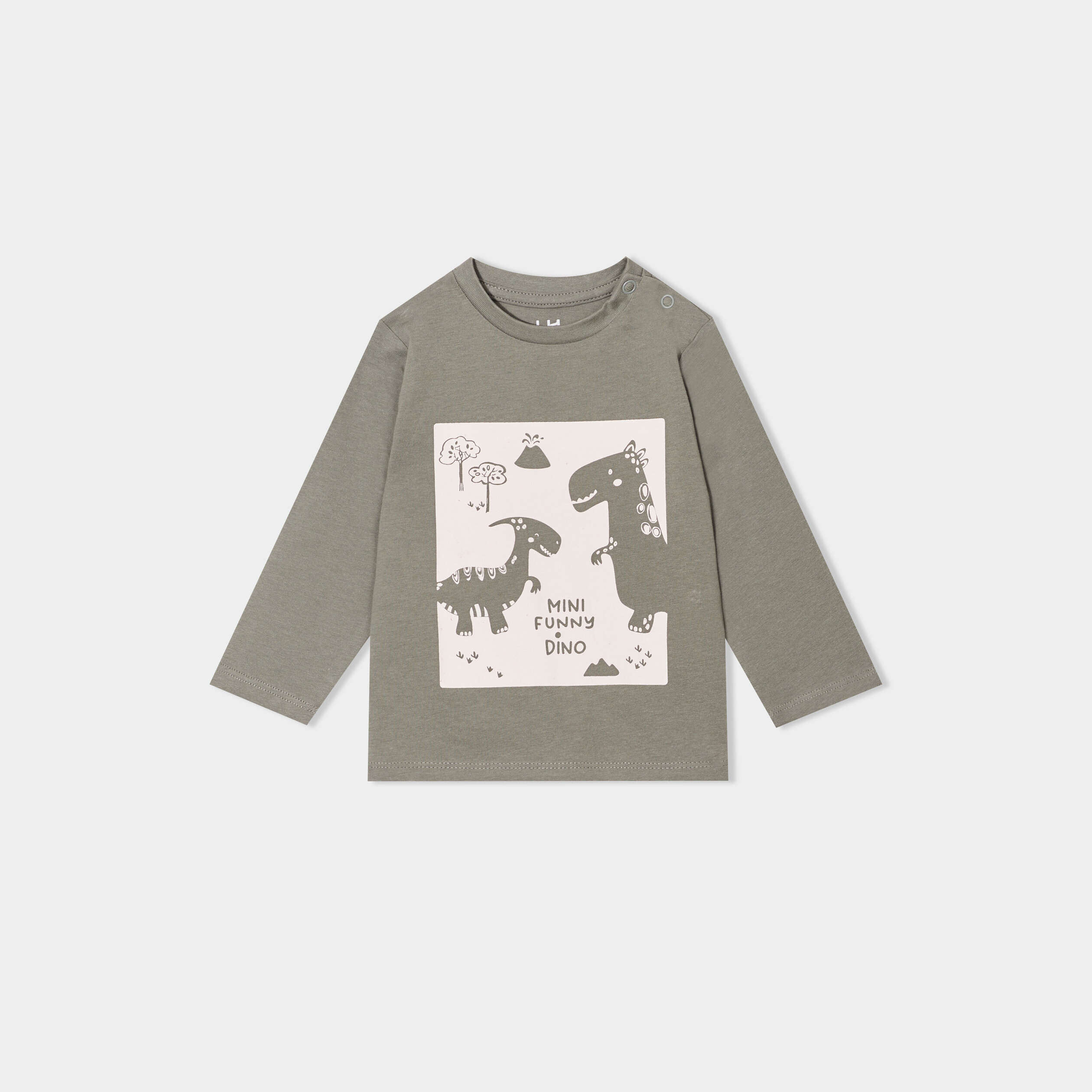 t shirt manches longues coton vert kaki bebeg T-shirt manches longues coton vert kaki bébé garçon