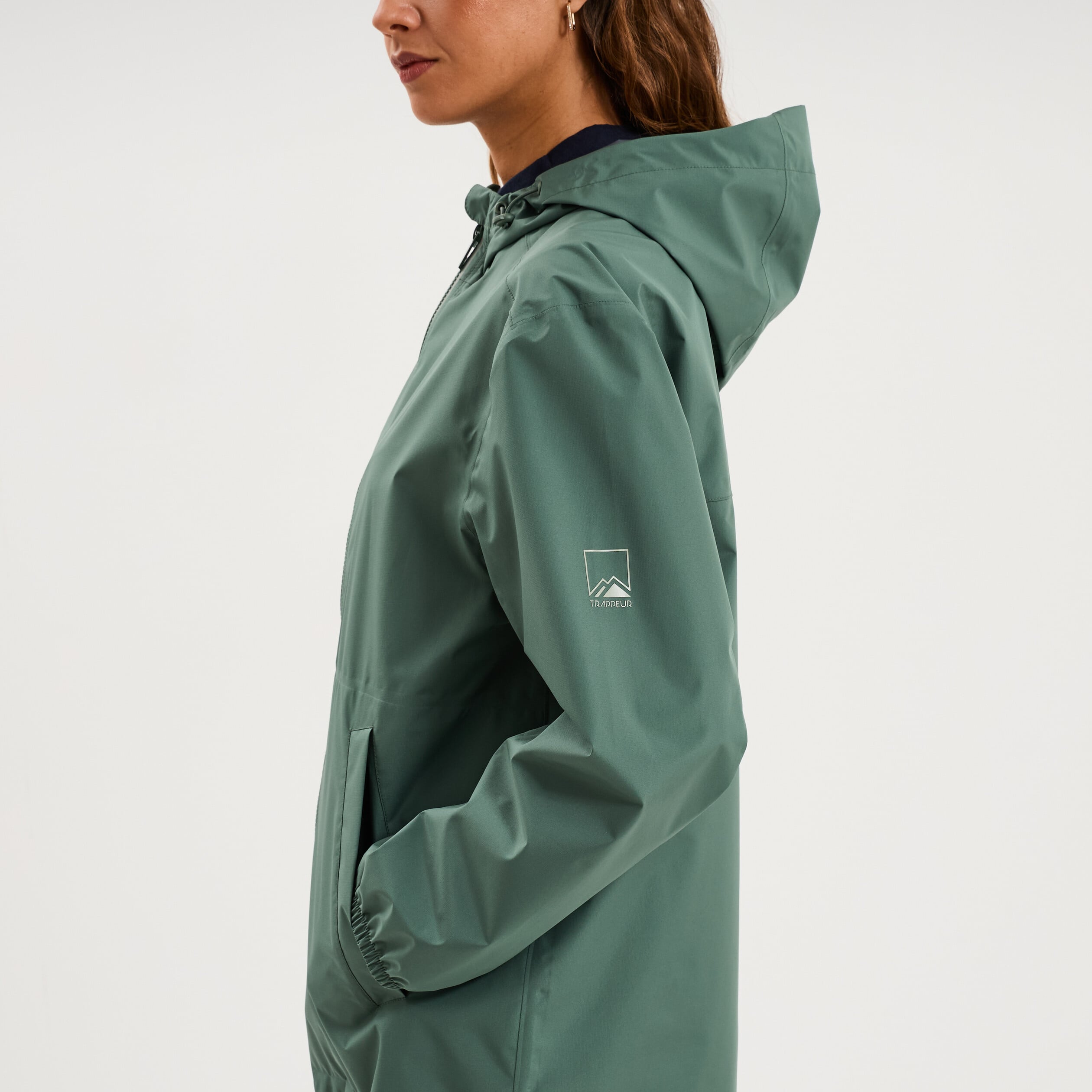 Parka longue imp&eacute;rm&eacute;able coupe-vent vert kaki femme