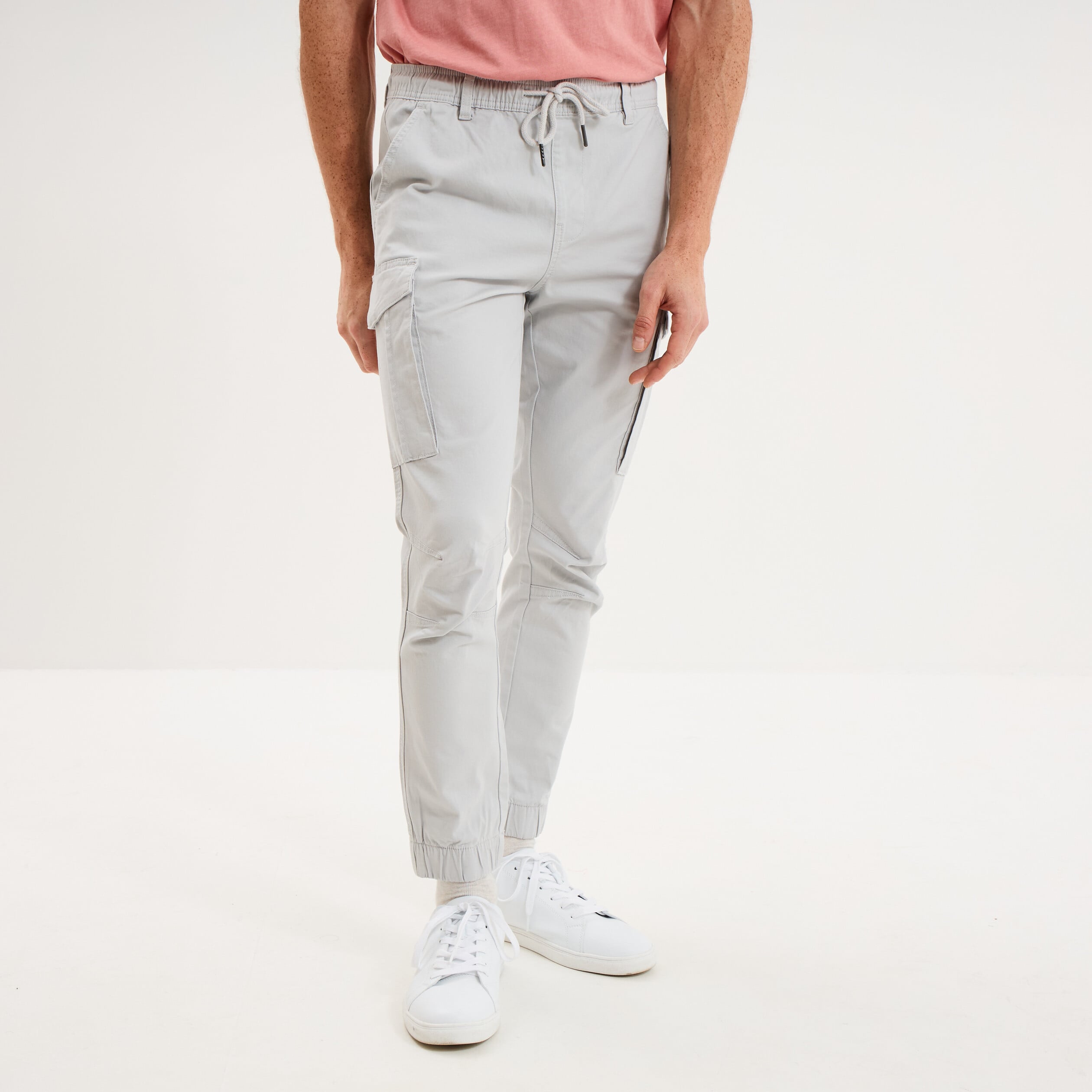 Pantalon cargo slim gris clair homme