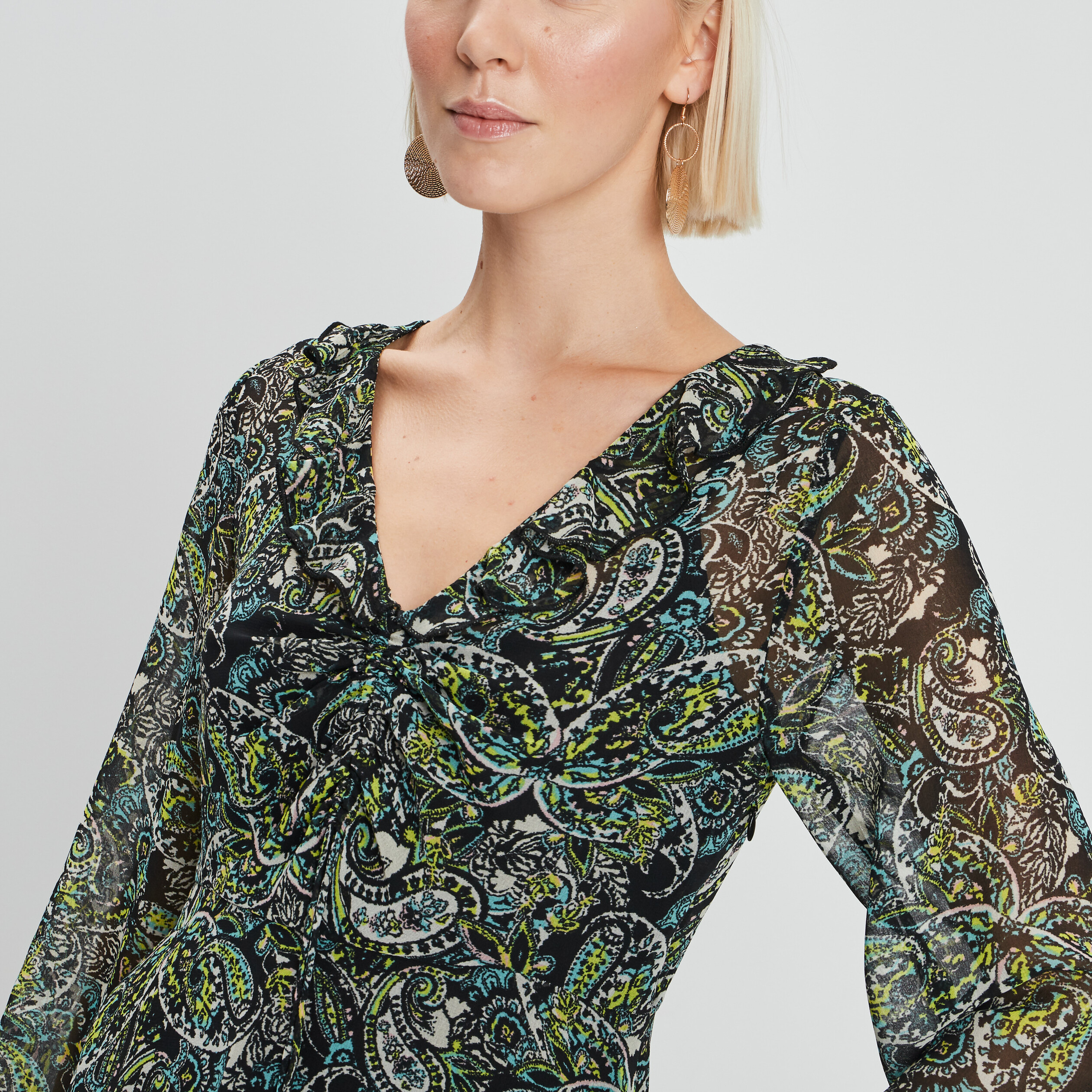 Robe évasée à détails volantés Liberto noir femme