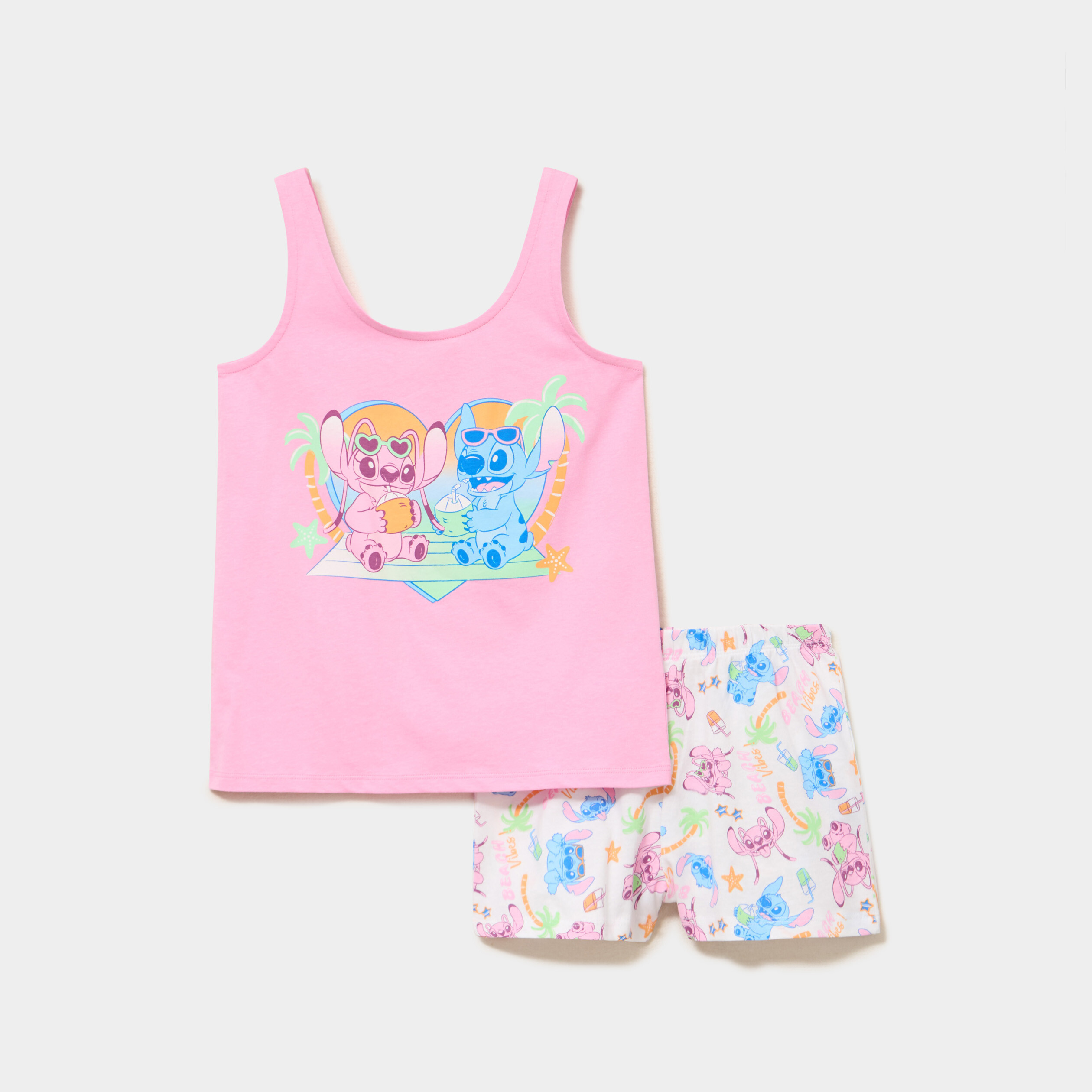 Ensemble pyjama short d&eacute;bardeur coton rose fille