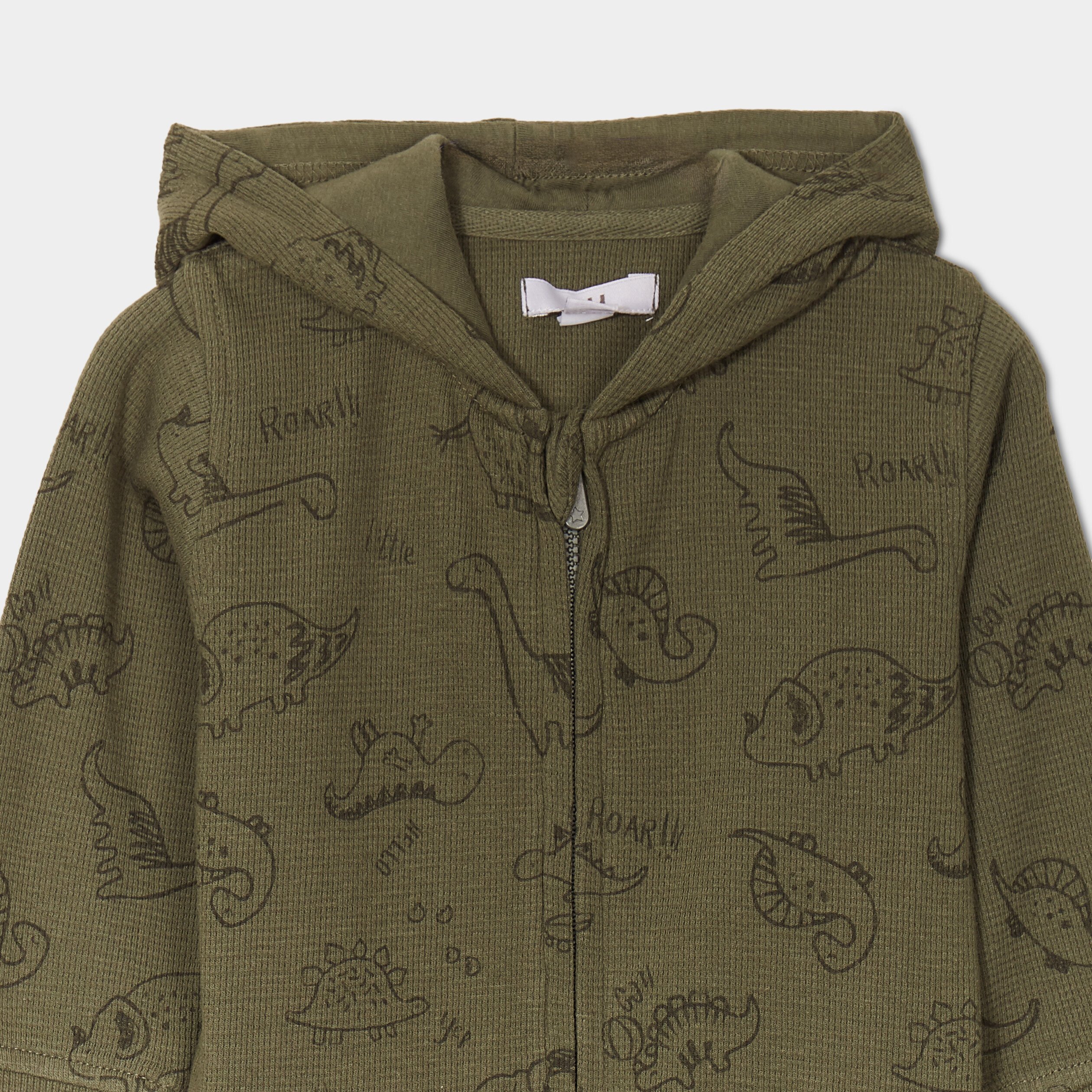 sweat zippe a capuche coton vert kaki bebeg Sweat zippé à capuche coton vert kaki bébé garçon