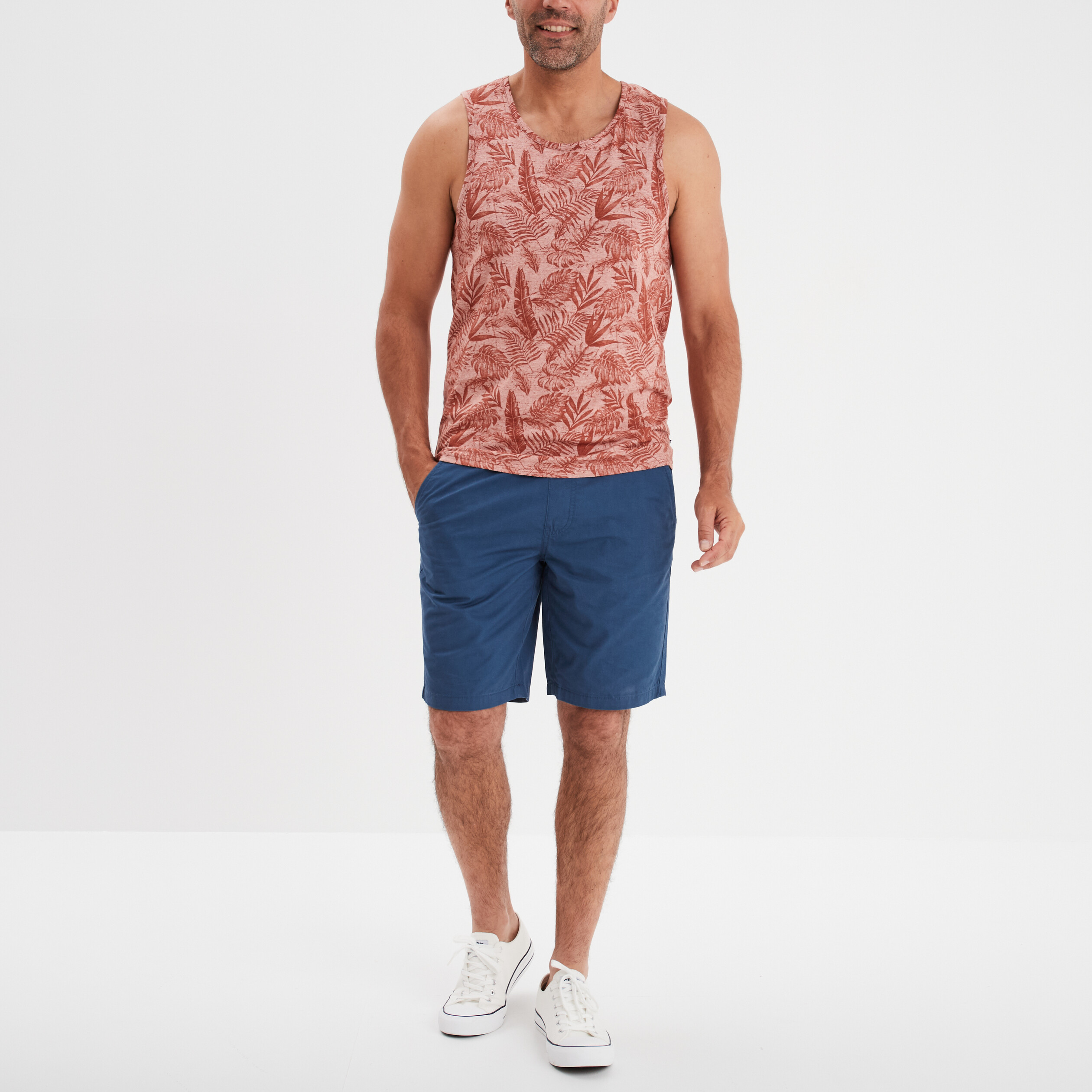 debardeur col rond coton creeks terracotta homme Débardeur col rond coton Creeks terracotta homme