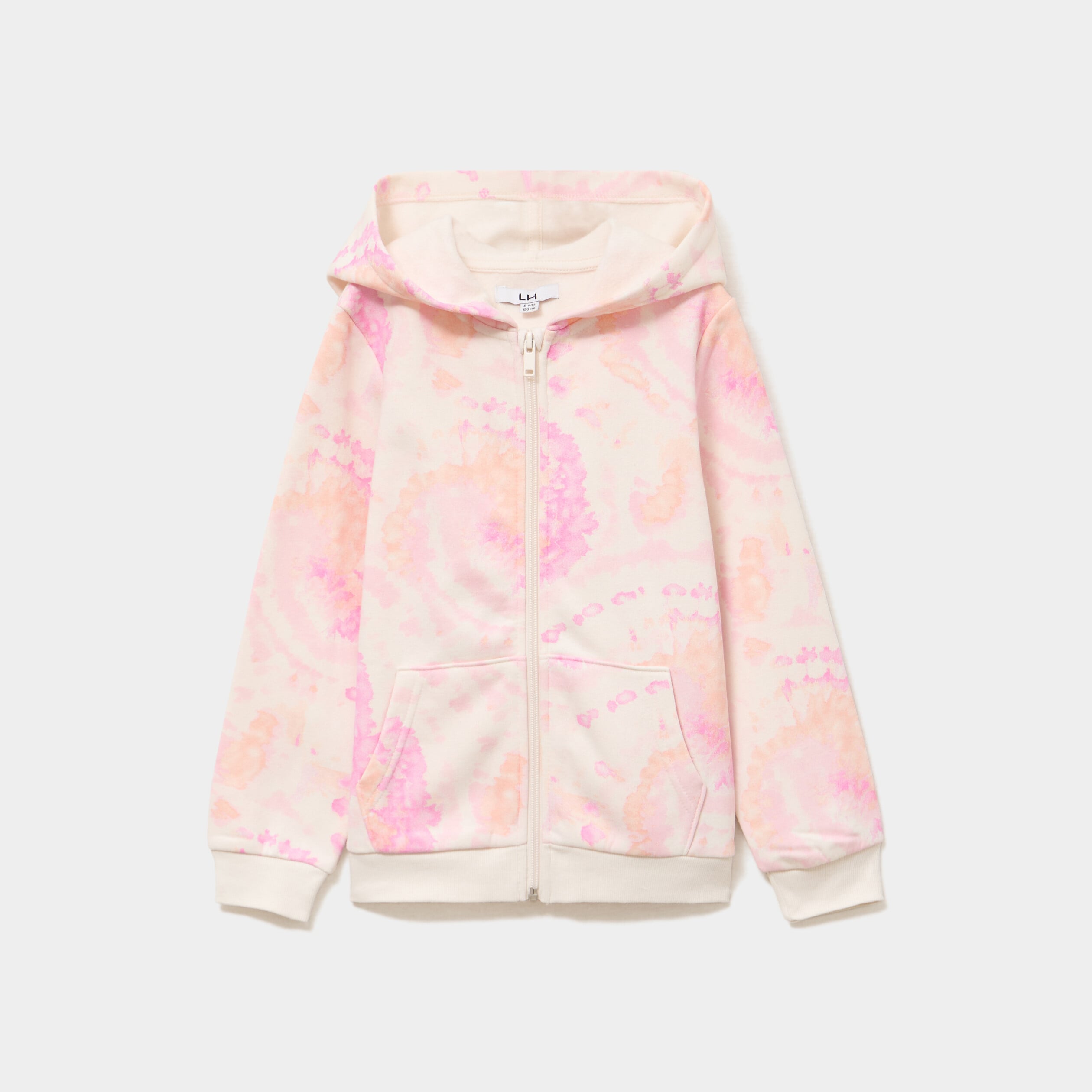 Sweat zipp&eacute; &agrave; capuche beige fille