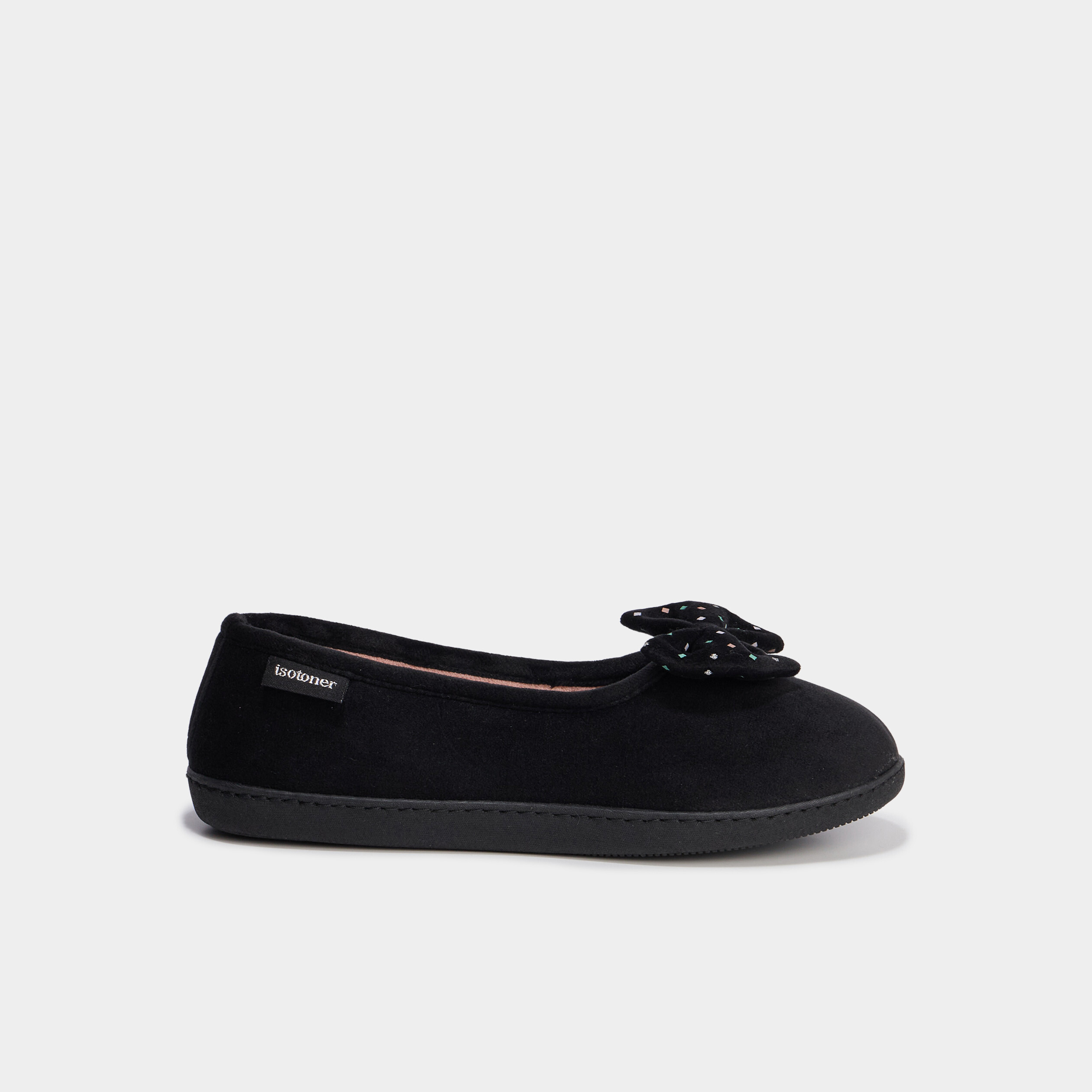Chaussons ballerines effet velours vert anis femme