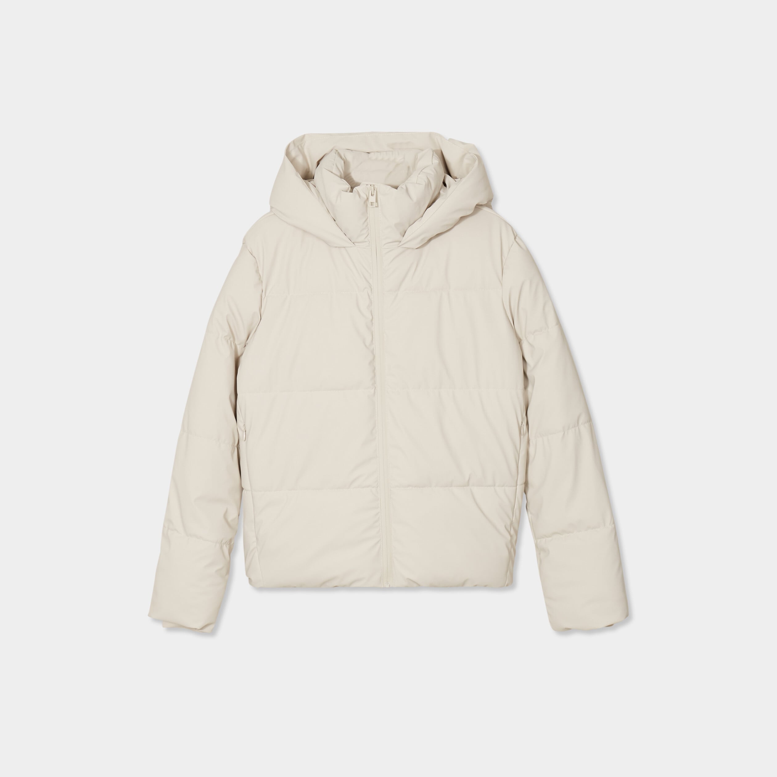 Doudoune courte imperm&eacute;able &agrave; capuche ivoire femme