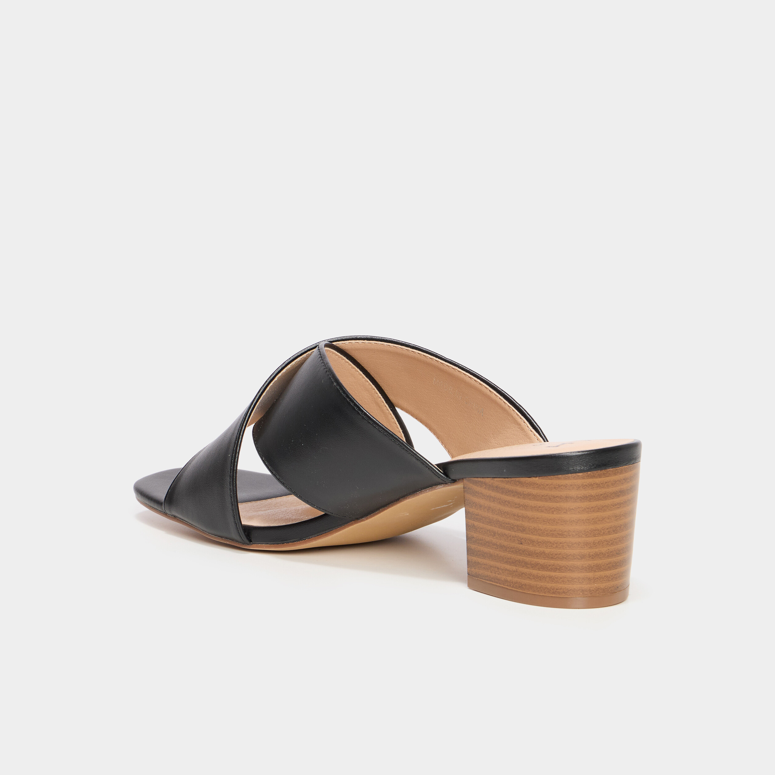 Mules &agrave; talons brides crois&eacute;es noir femme