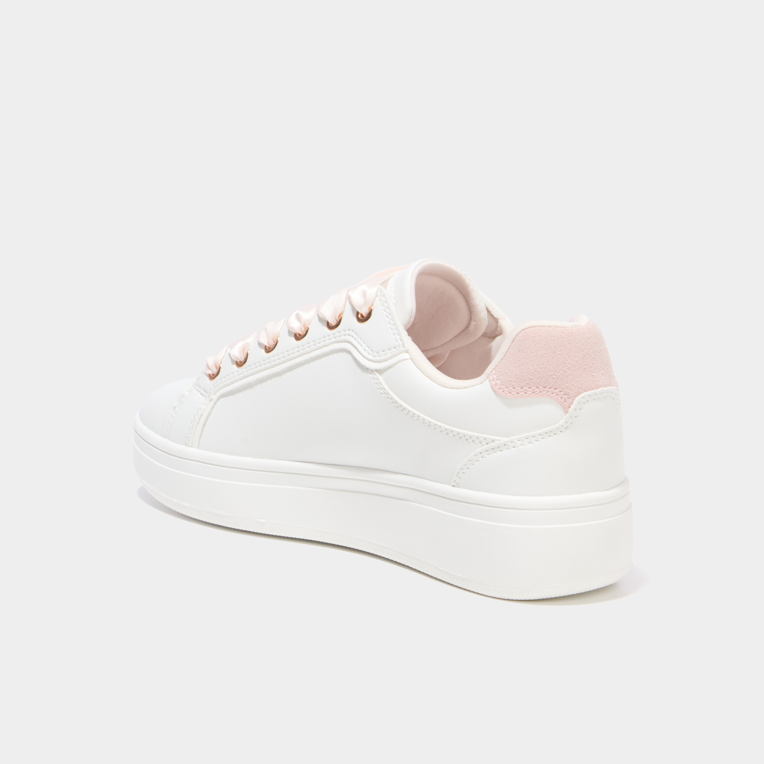 Baskets basses semelles &eacute;paisses blanc femme