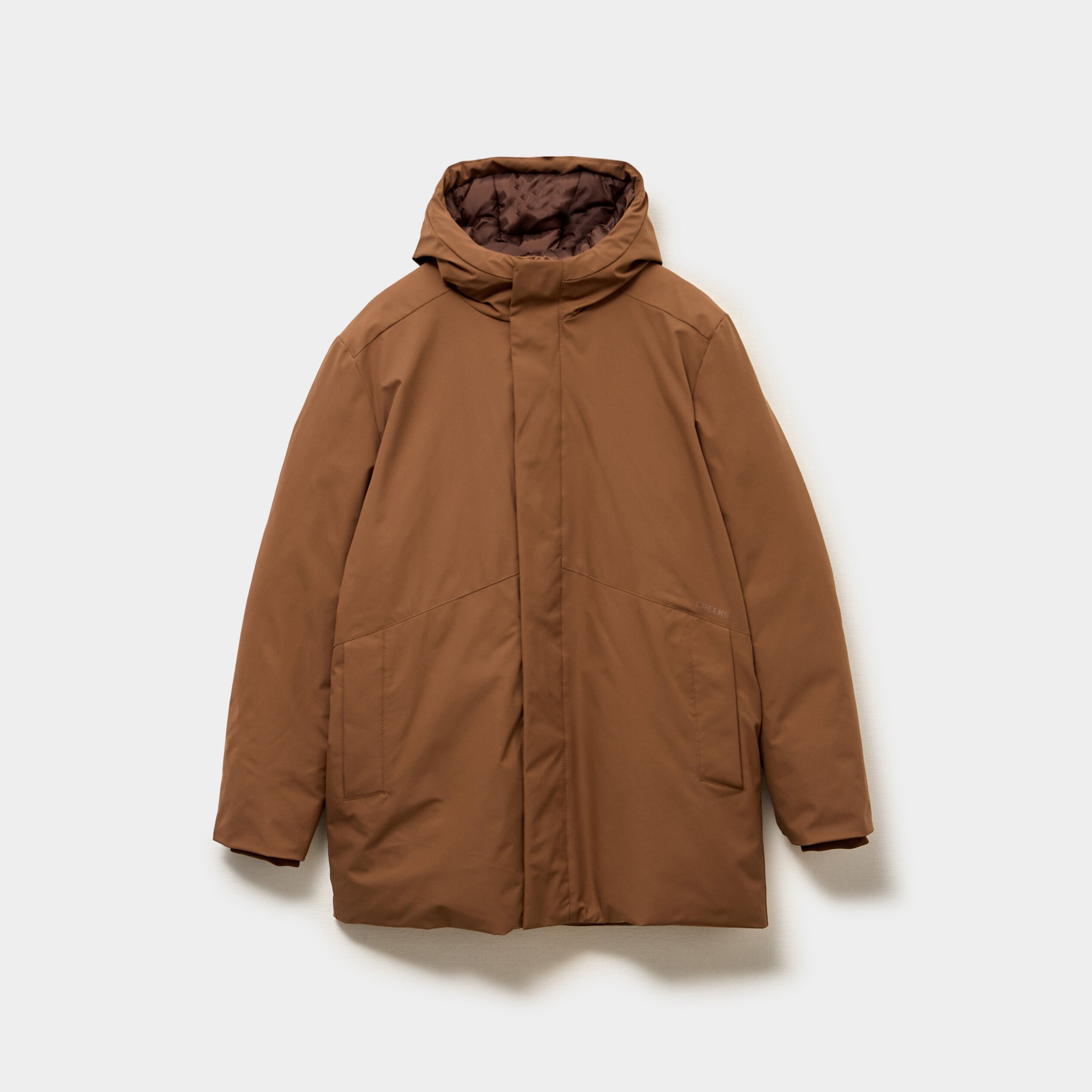 Parka mi-longue &agrave; capuche marron homme