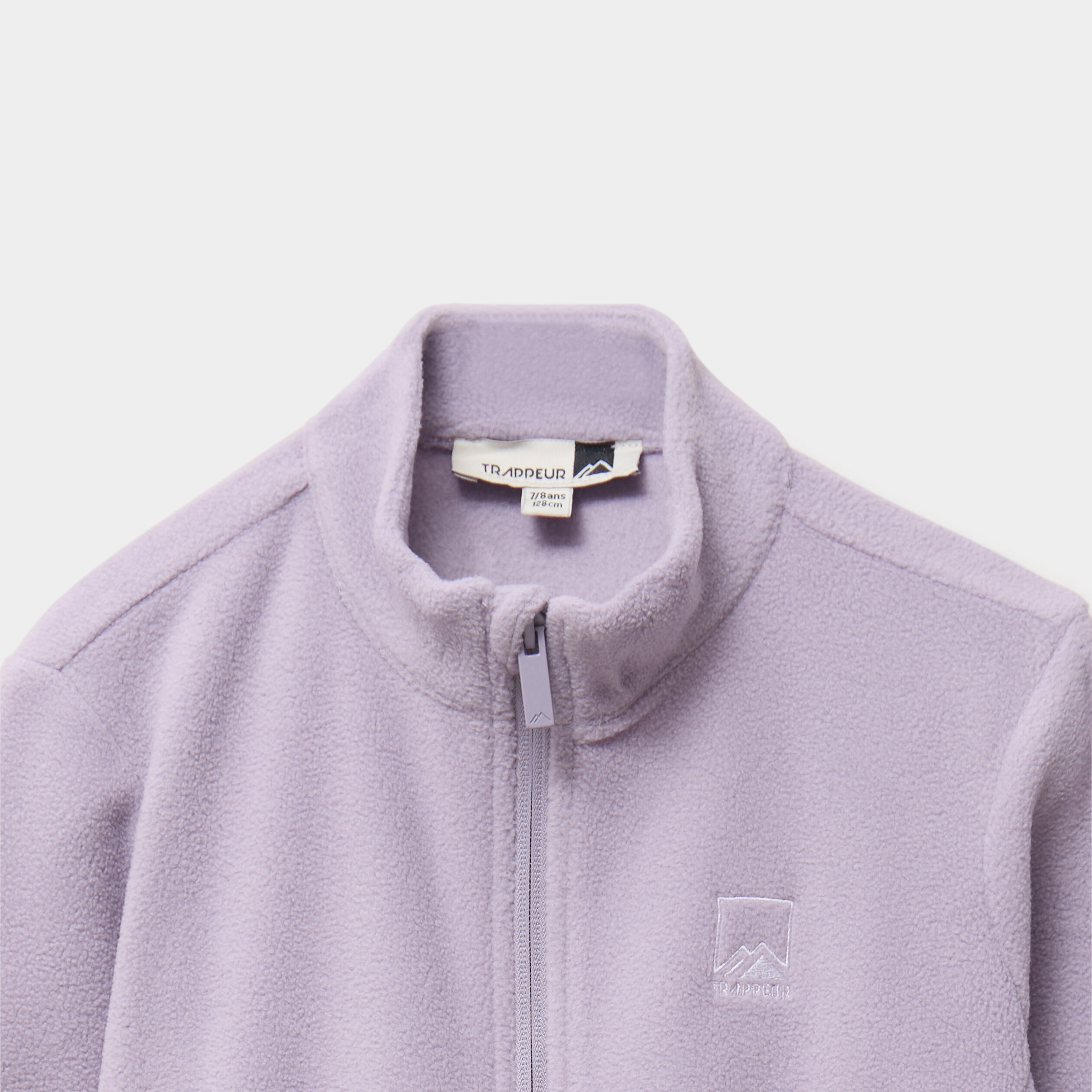 Gilet effet polaire zipp&eacute; col montant mauve fille