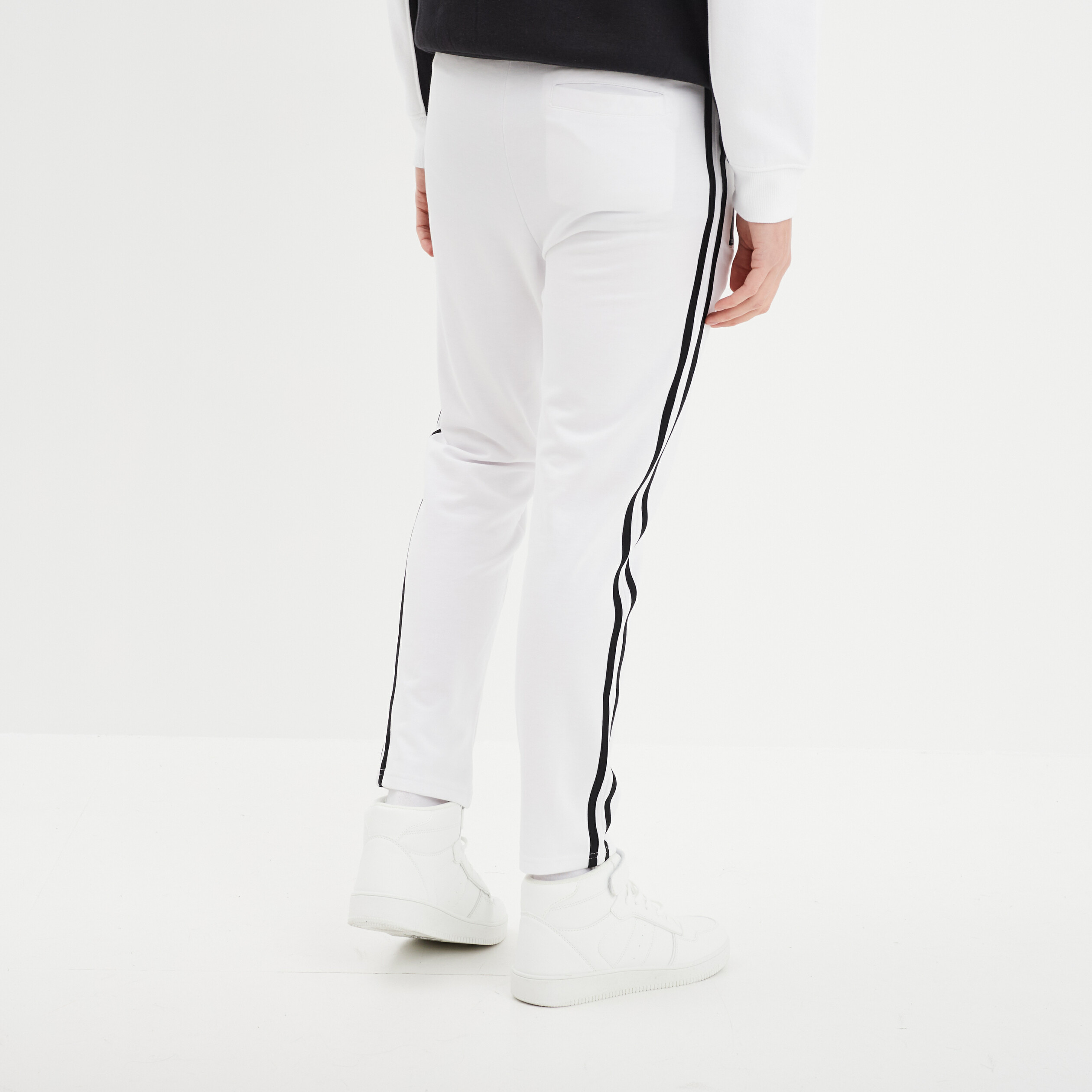 pantalon de jogging stretch bandes cotes blanc homme Pantalon de jogging stretch bandes côtés blanc homme