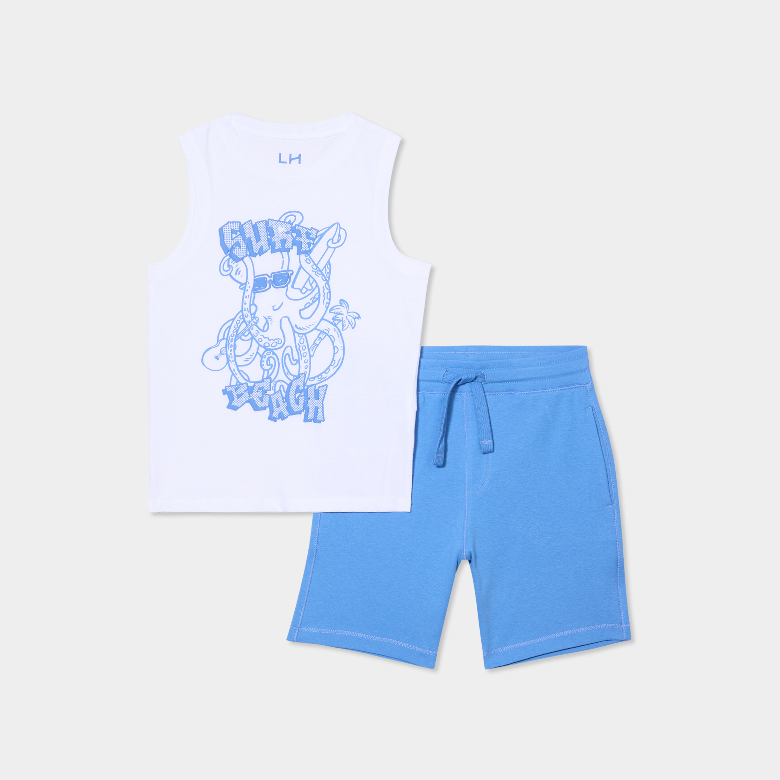 ensemble debardeur et short coton blanc garcon Ensemble débardeur et short coton blanc garçon