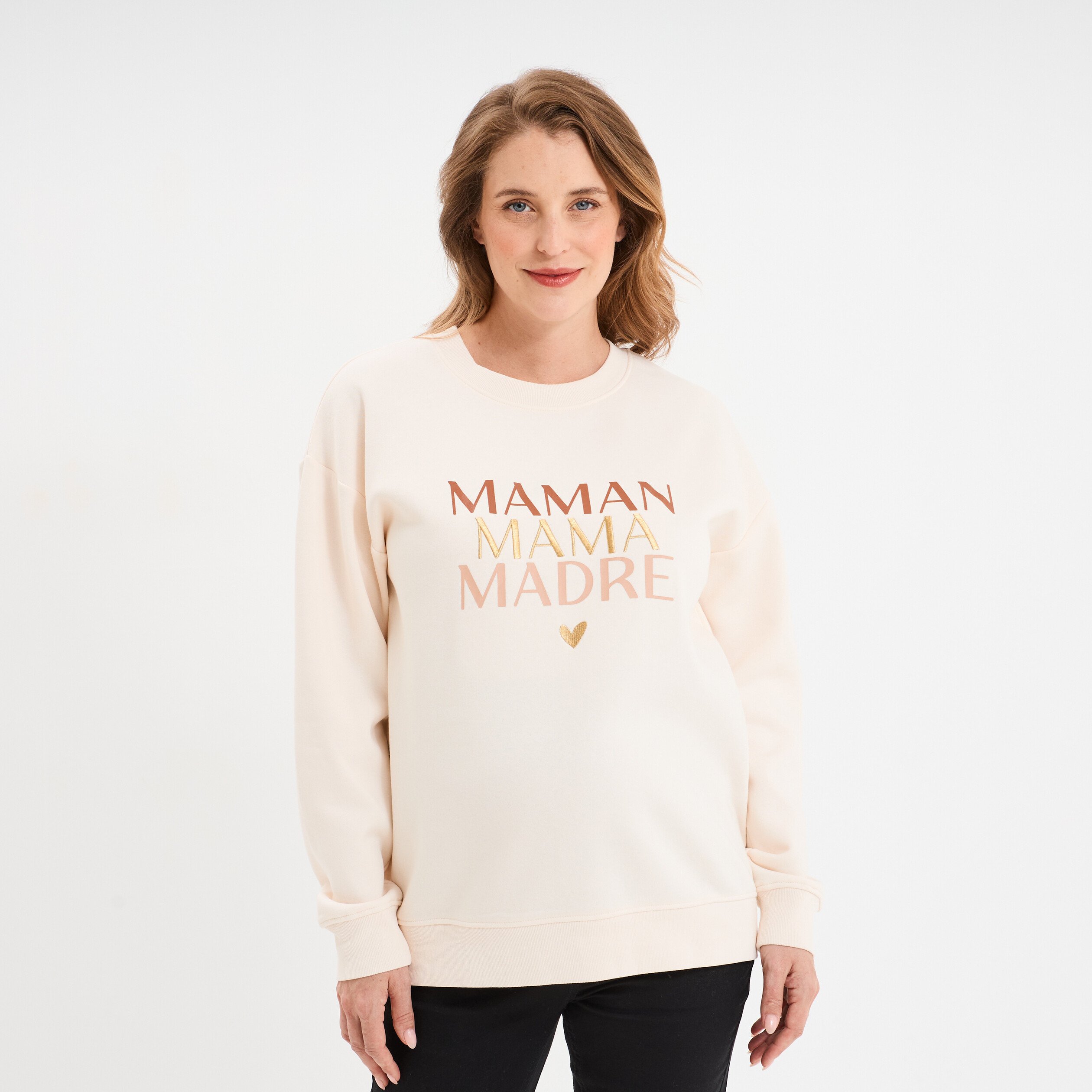 sweat allaitement manches longues beige femmemater Sweat allaitement manches longues beige femme maternité