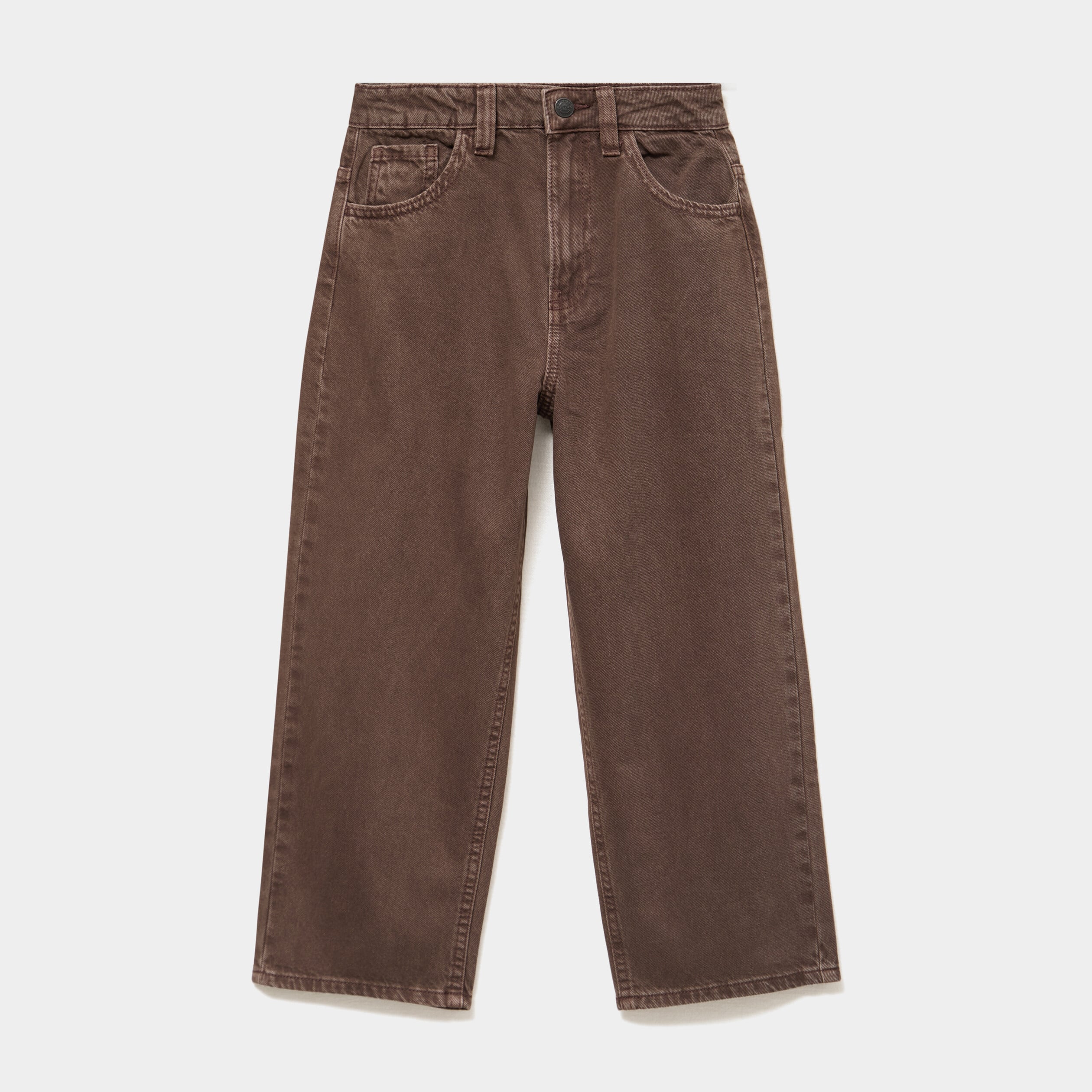 Pantalon baggy taille basse coton marron fonc&eacute; gar&ccedil;on