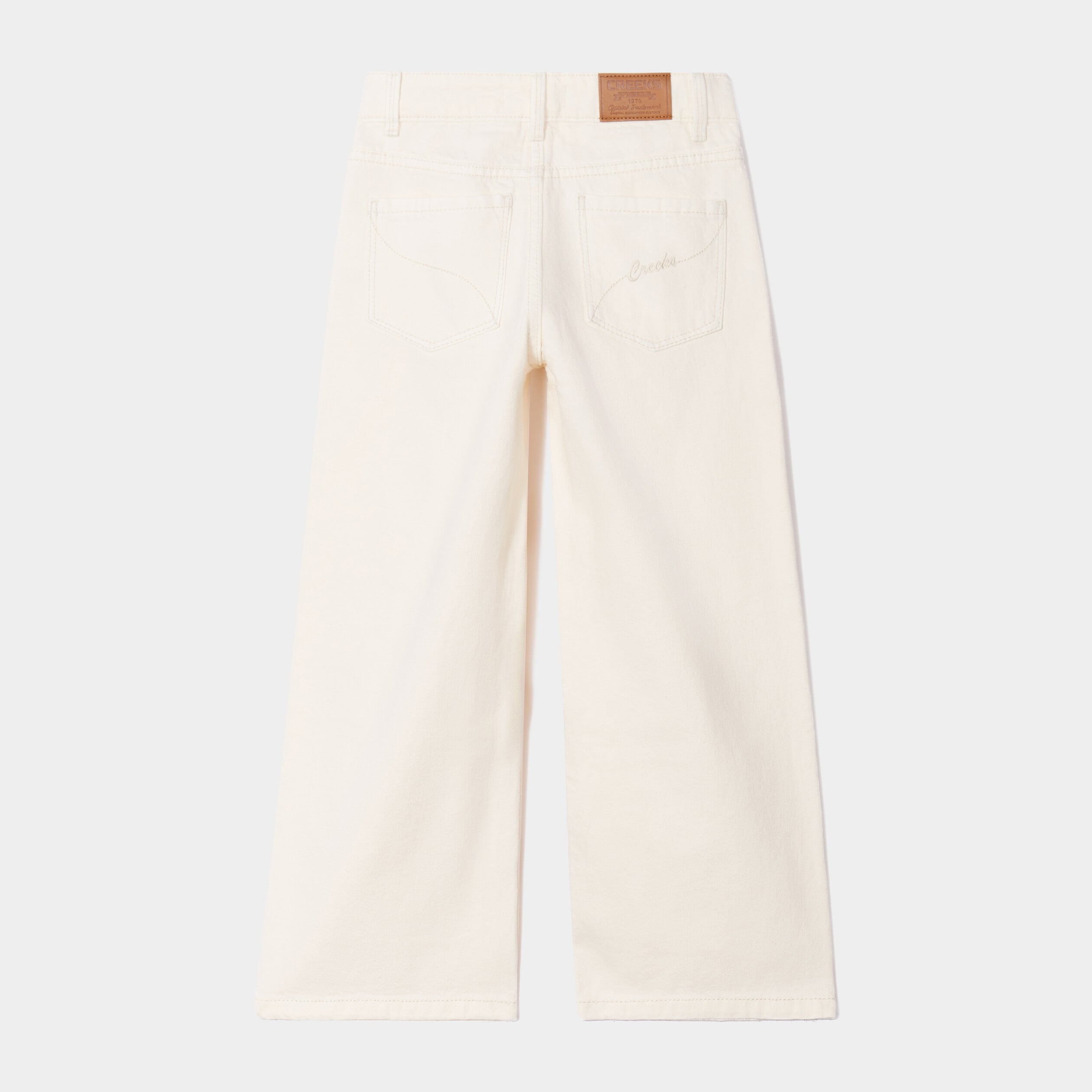Pantalon large 5 poches coton creme fille