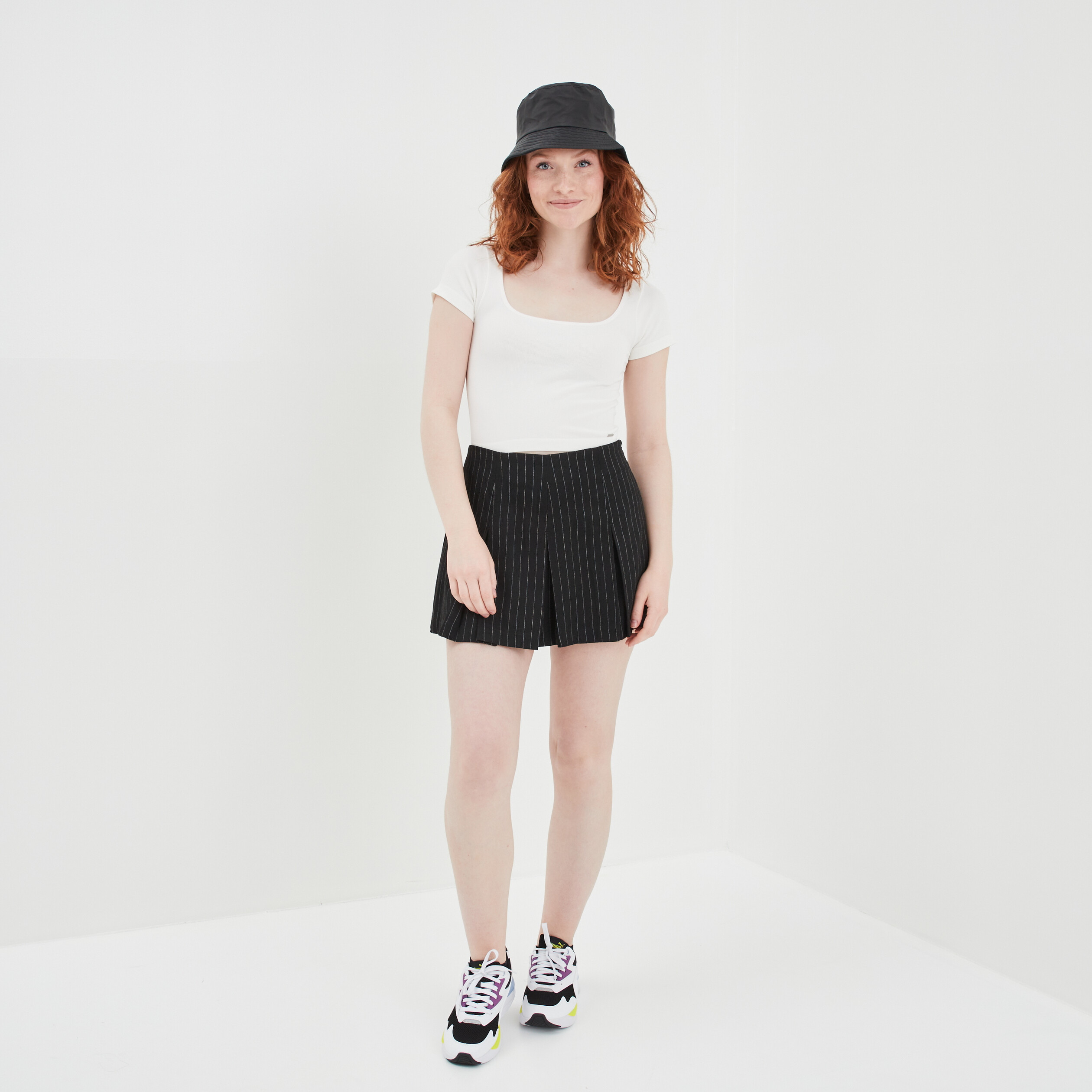 t shirt cropped encolure carree creeks blanc femme T-shirt cropped encolure carrée Creeks blanc femme