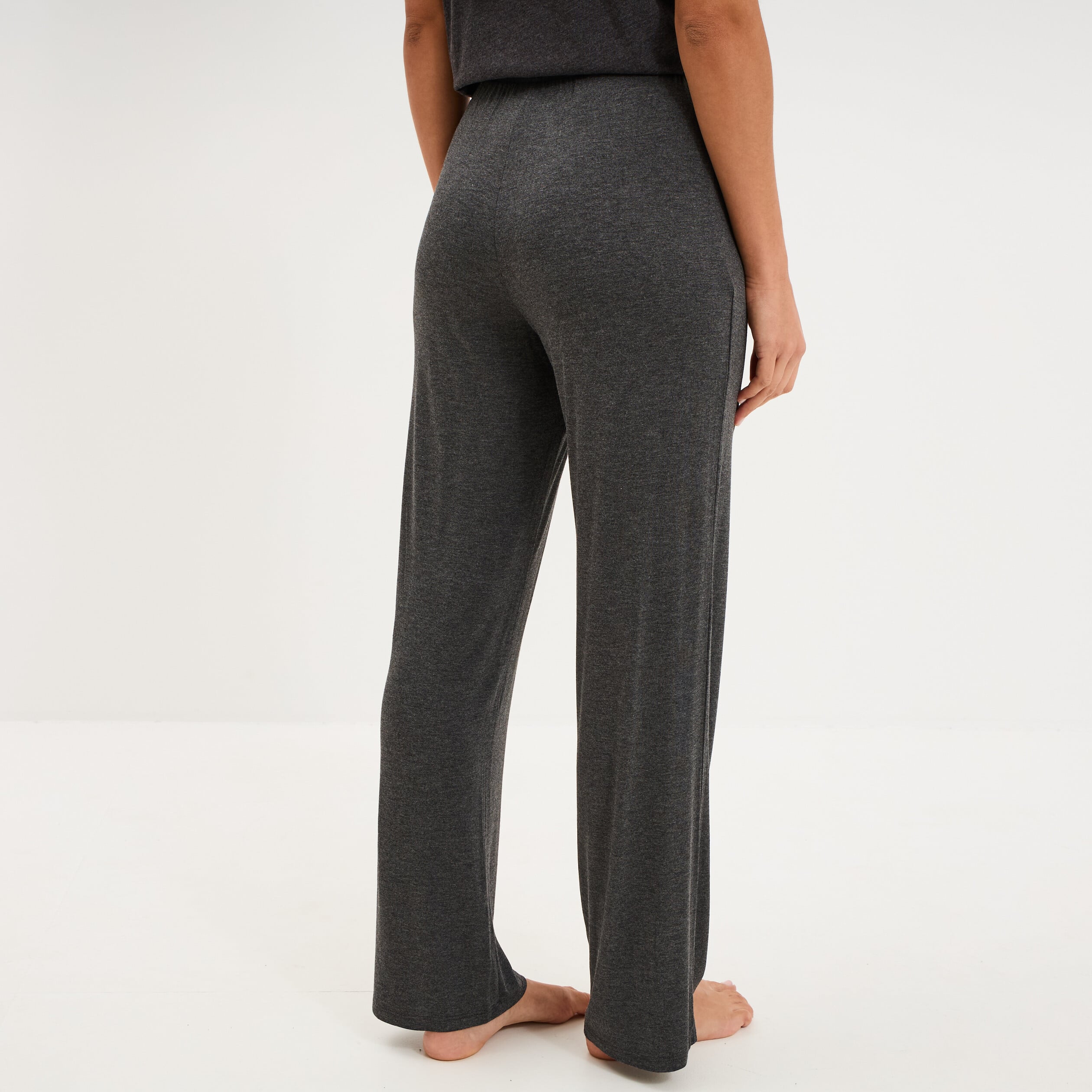 Pantalon fluide taille &eacute;lastiqu&eacute;e gris fonc&eacute; femme