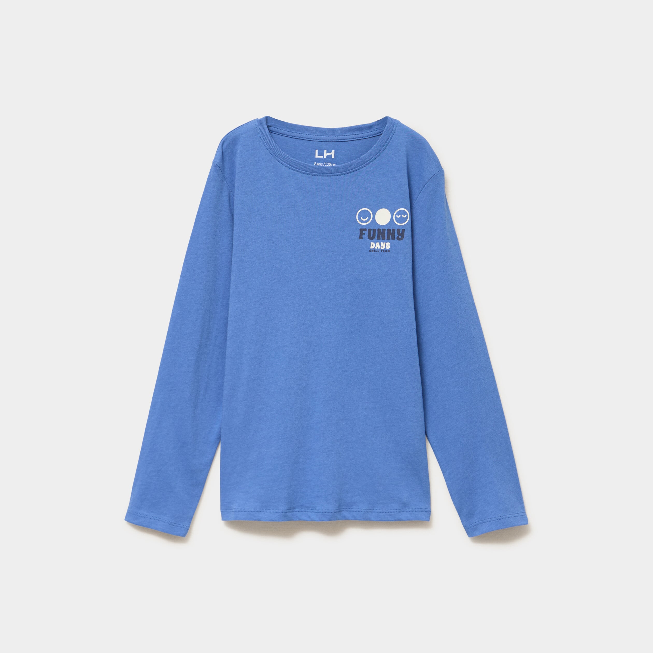 T-shirt manches longues coton bleu fonc&eacute; gar&ccedil;on