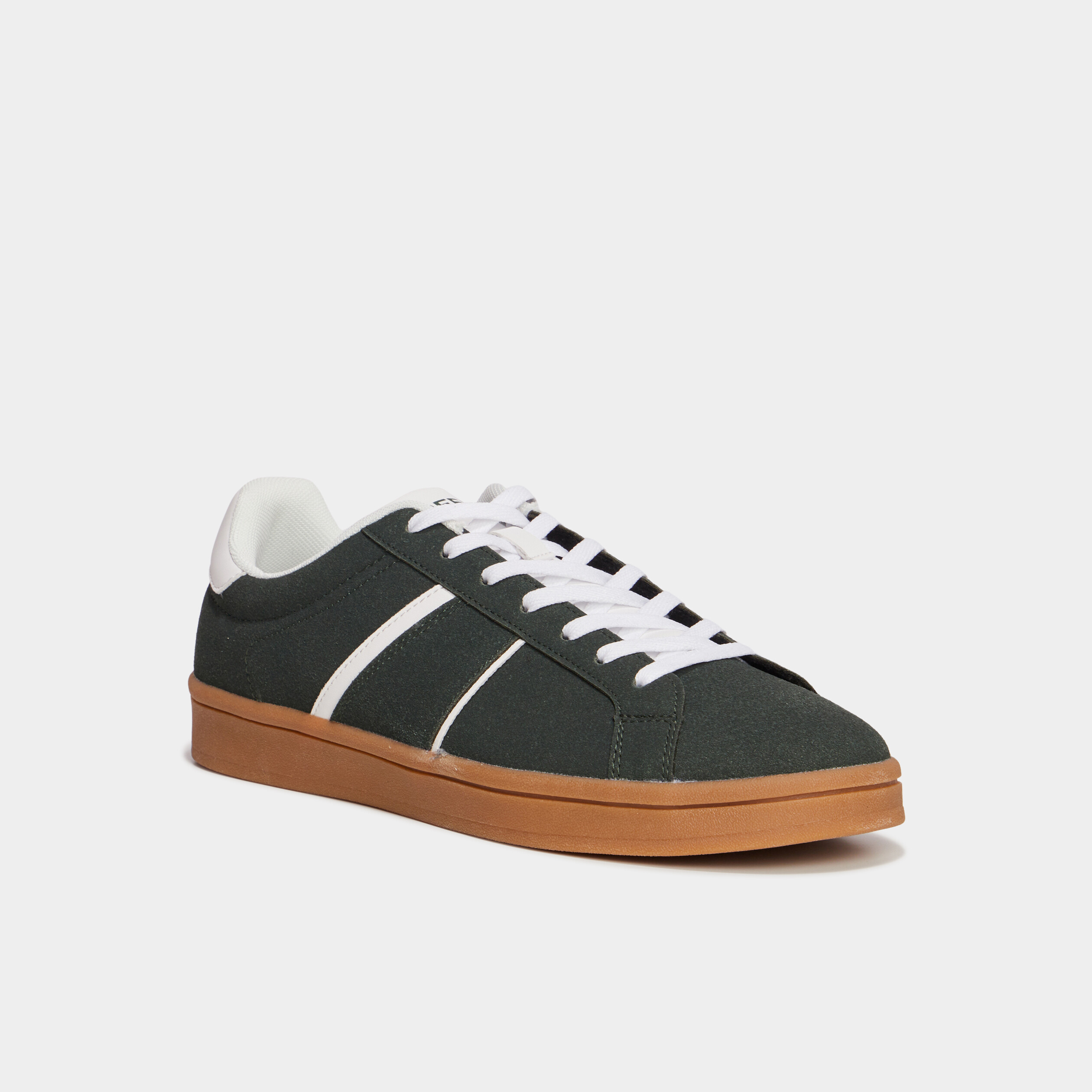 tennis basses a lacets effet daim vert fonce homme Tennis basses à lacets effet daim vert foncé homme