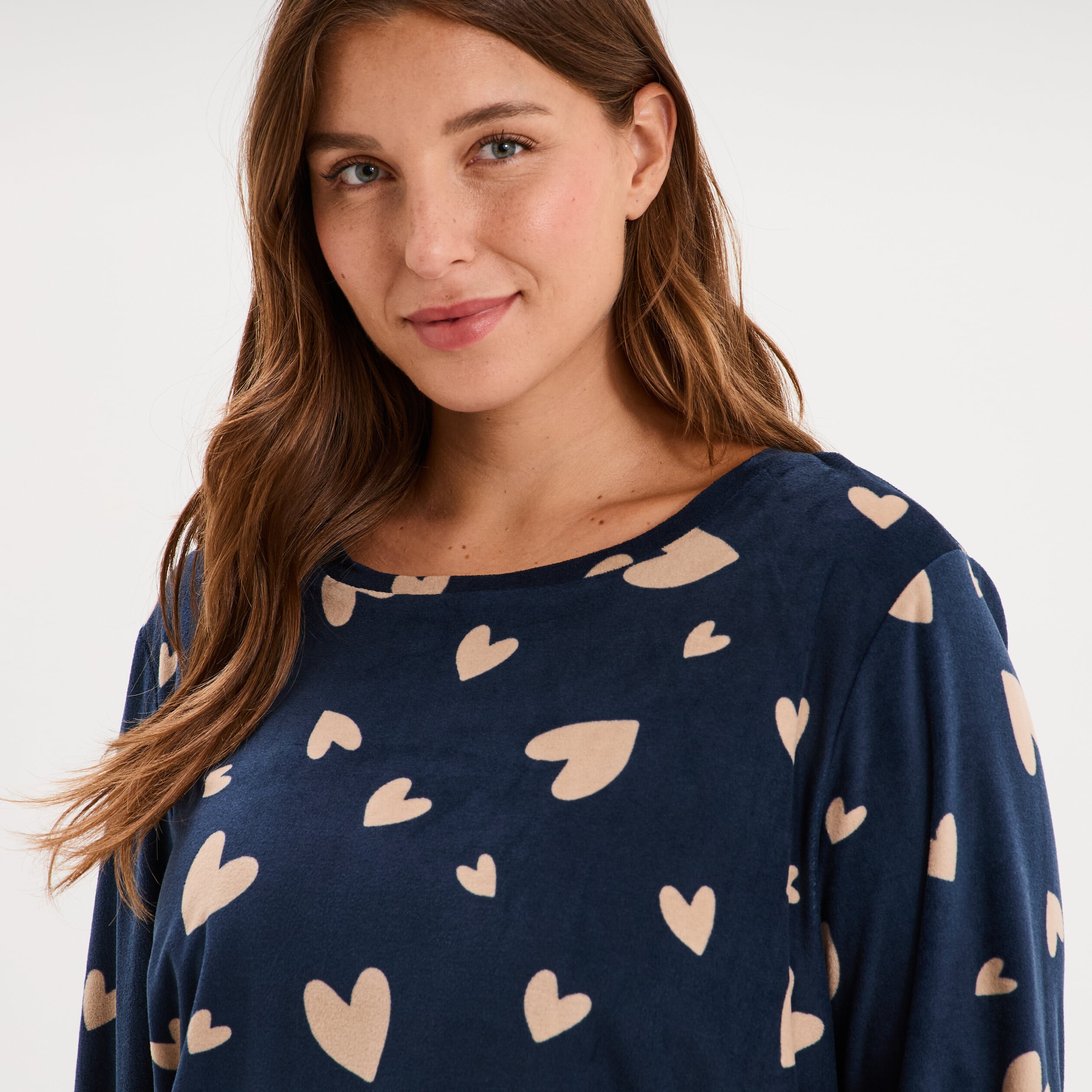 Ensemble velours pyjama t-shirt pantalon bleu gris femme grande taille